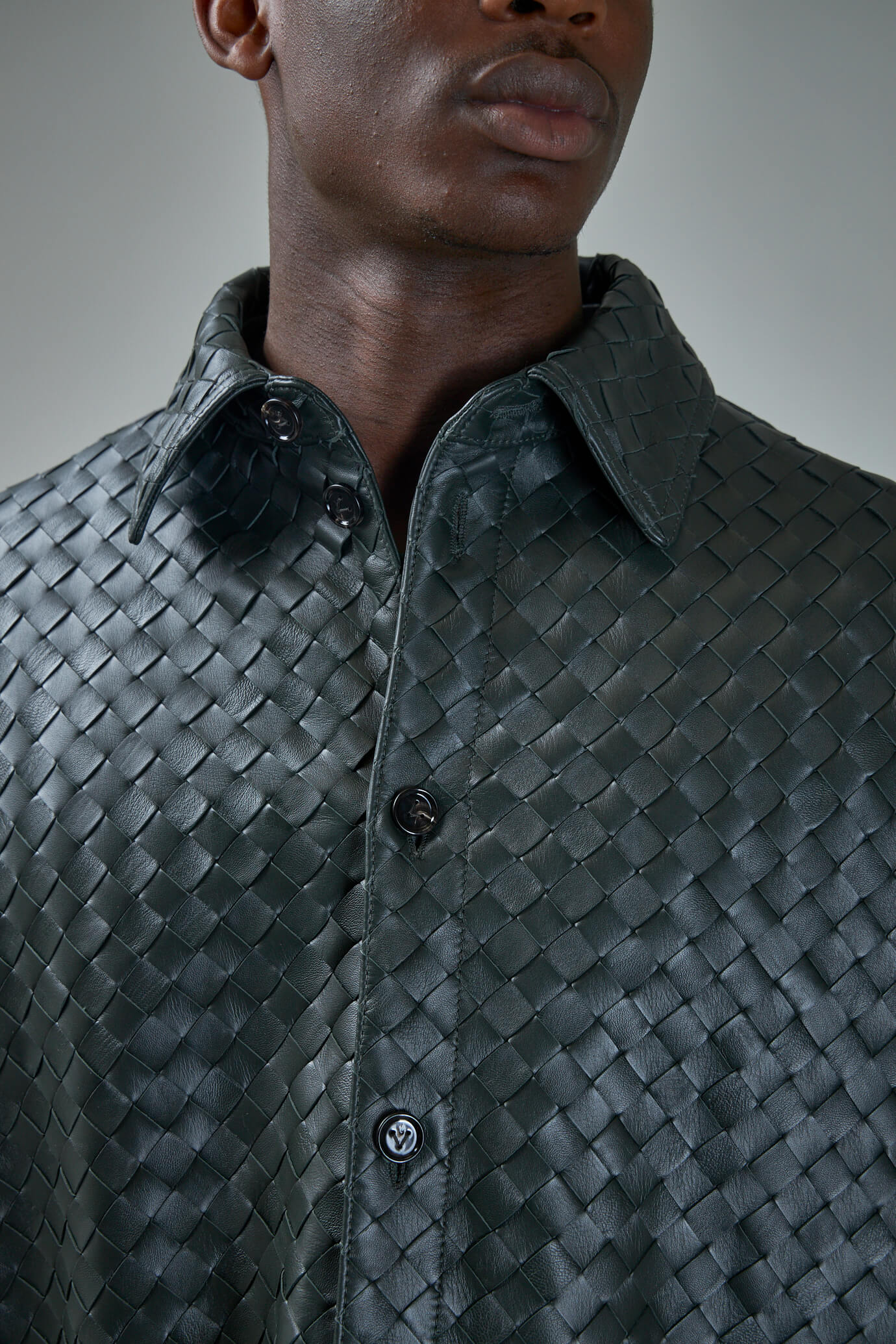 Shirt Leather Intrecciato