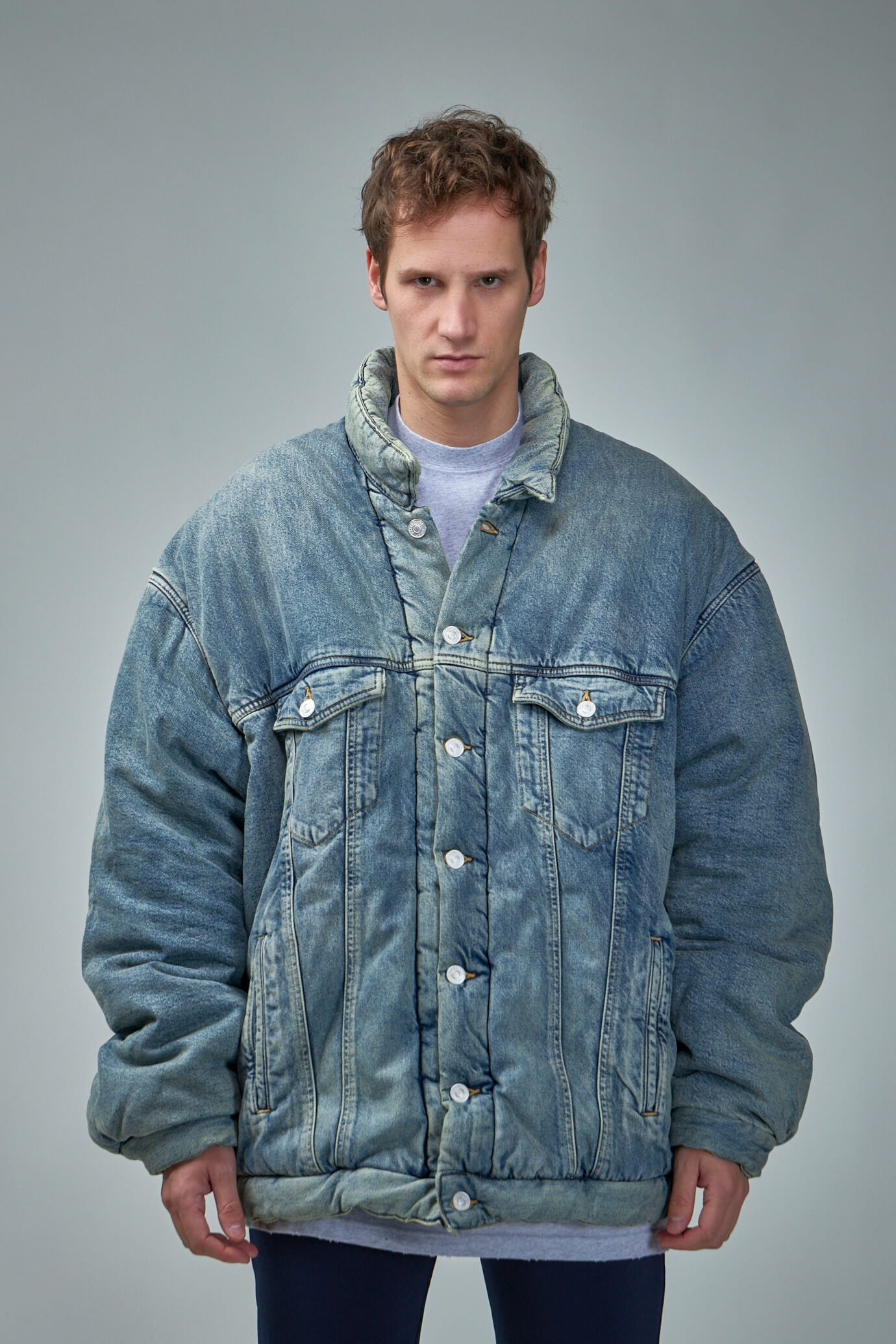 Oversized padded denim jacket