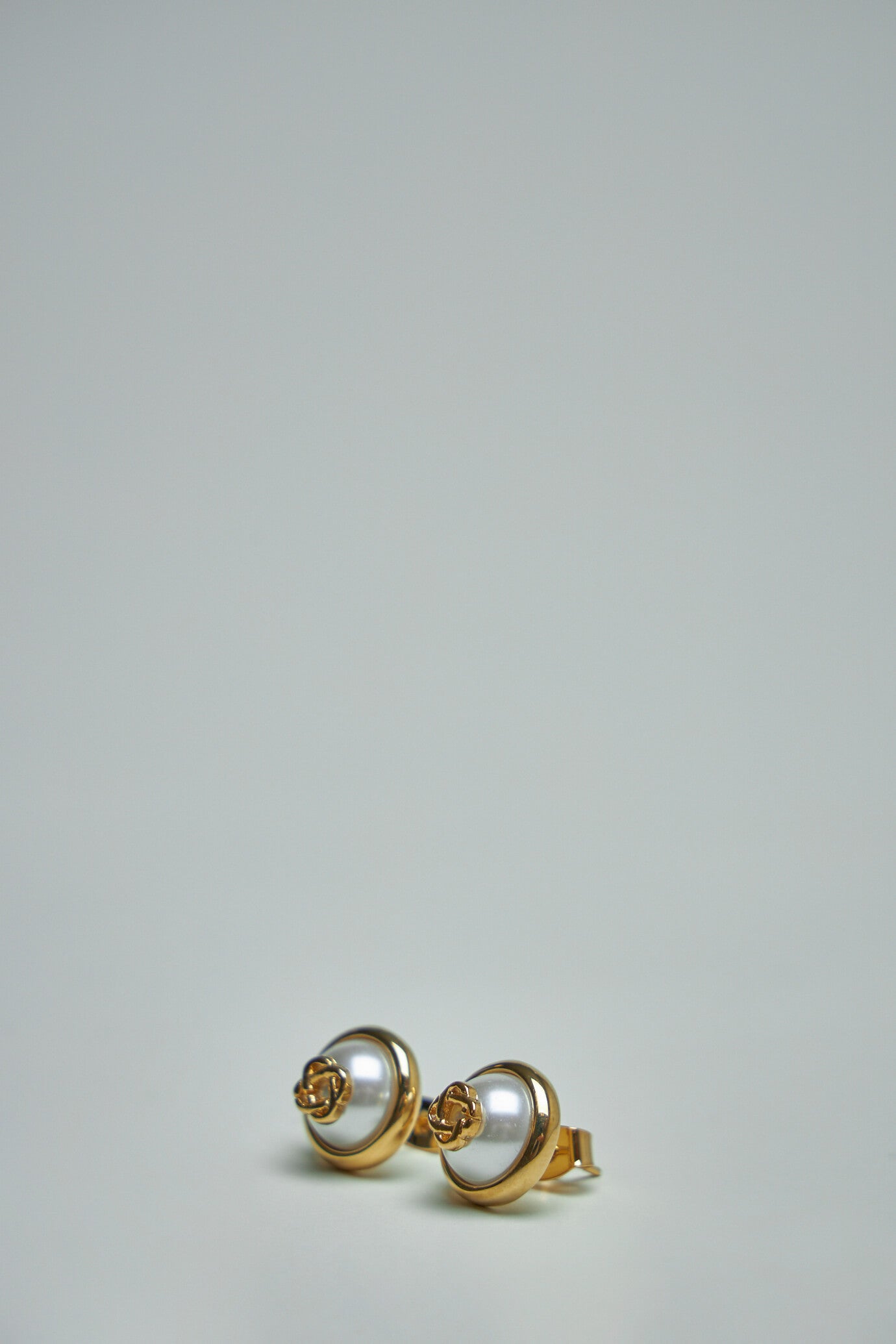 Pearl Logo Stud Earrings