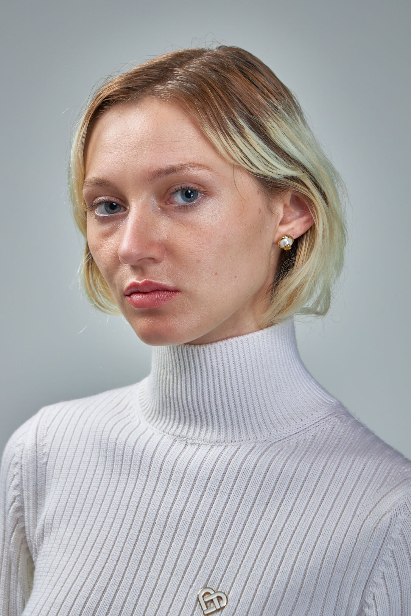 Pearl Logo Stud Earrings