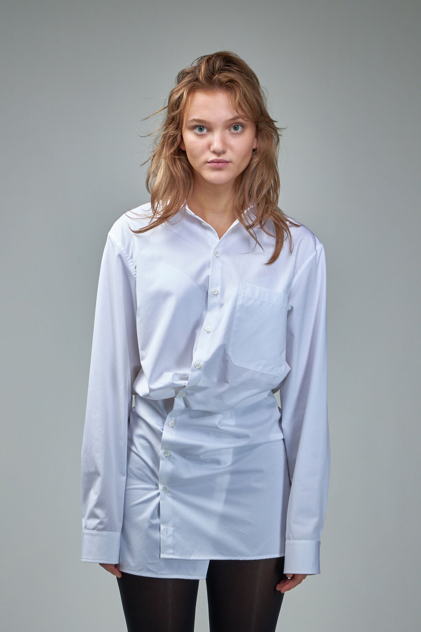 White twist outlet shirt dress