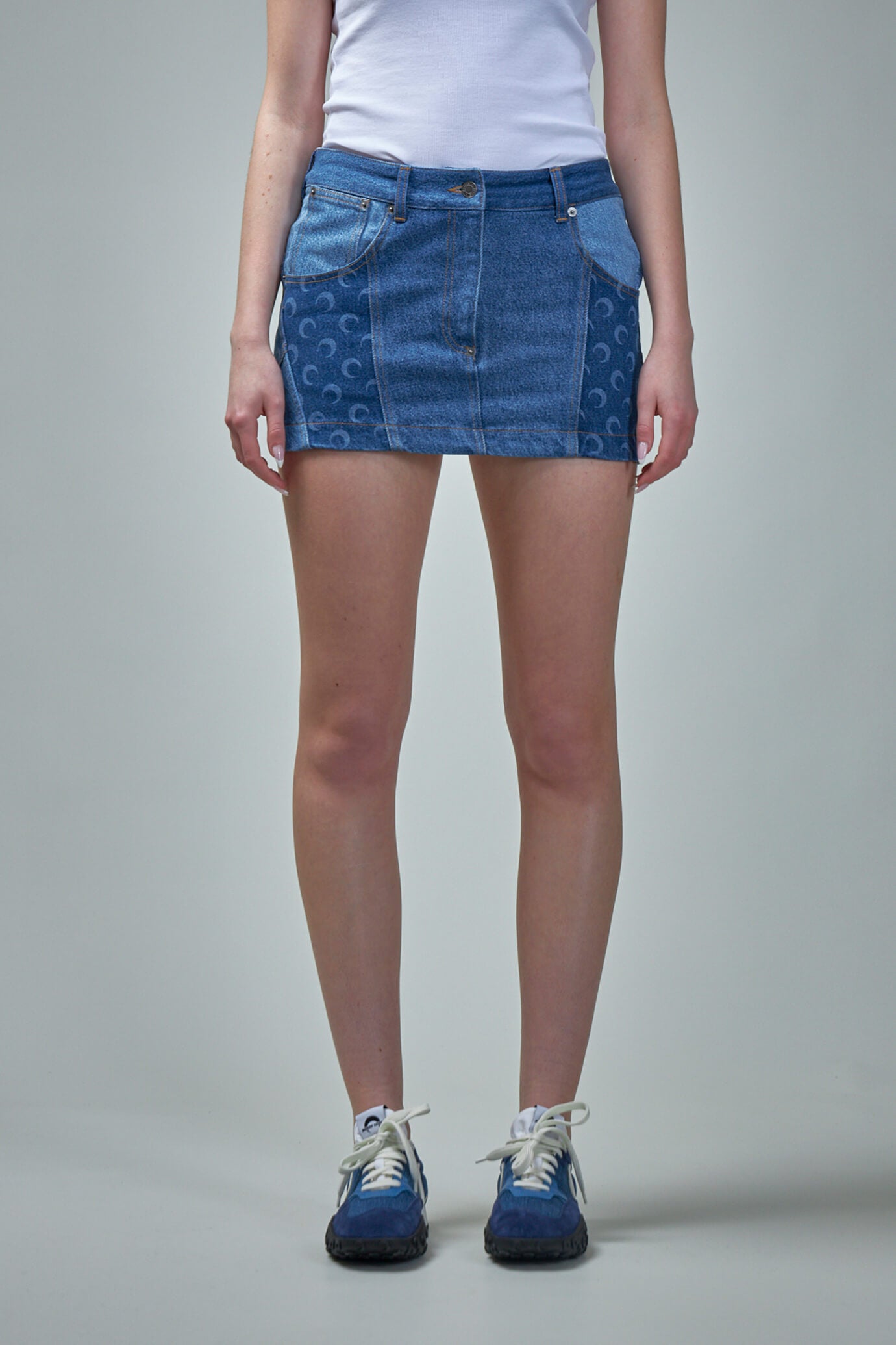 Regenerated Denim Mini Skirt