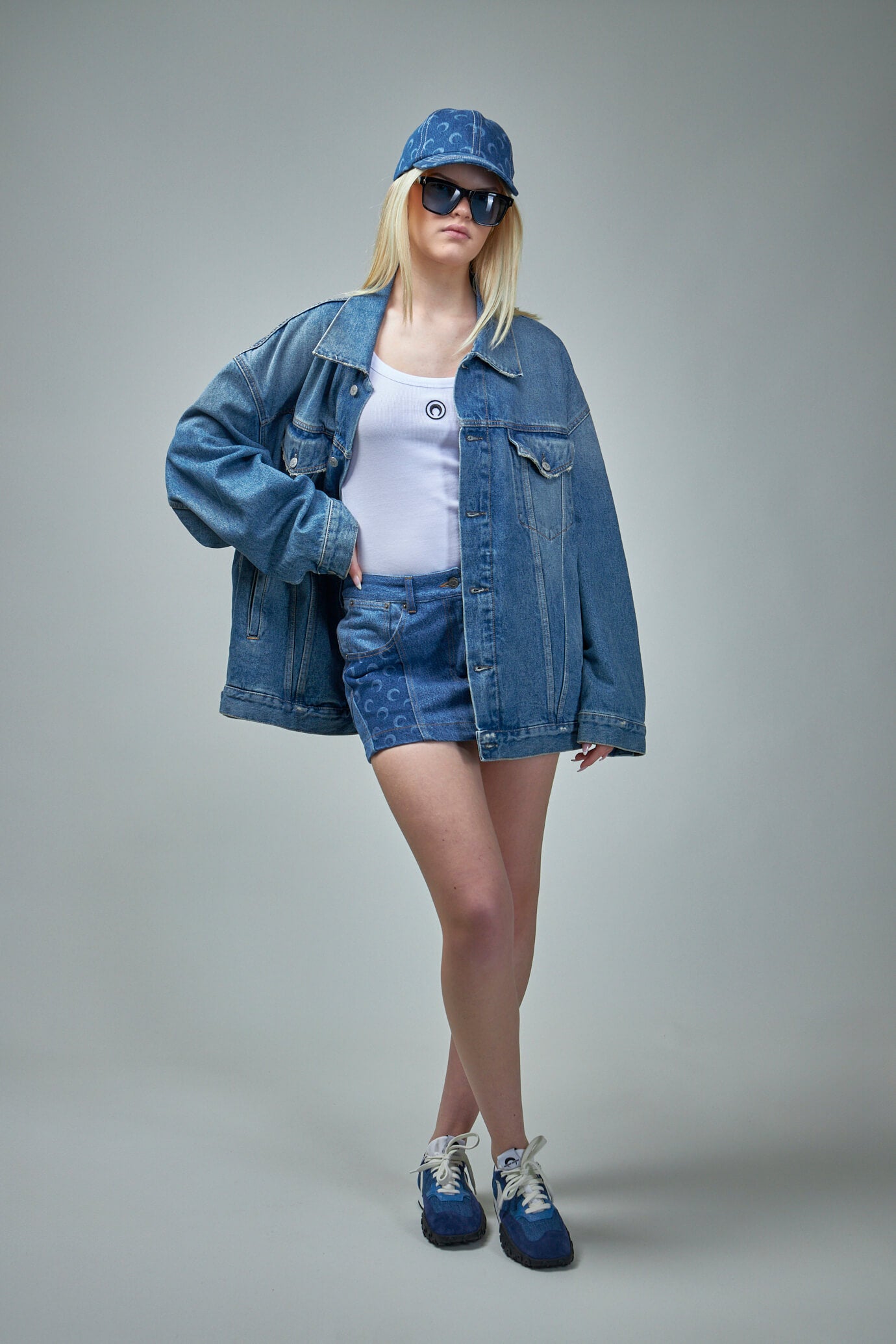 Regenerated Denim Mini Skirt