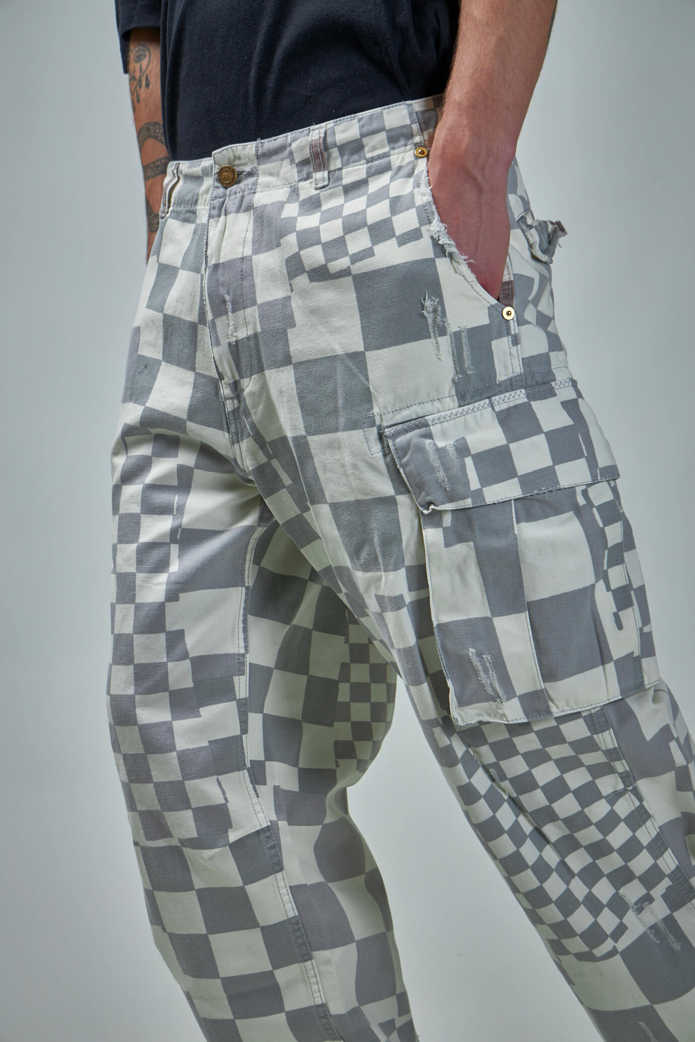 Checkered Printed Cargo Pants