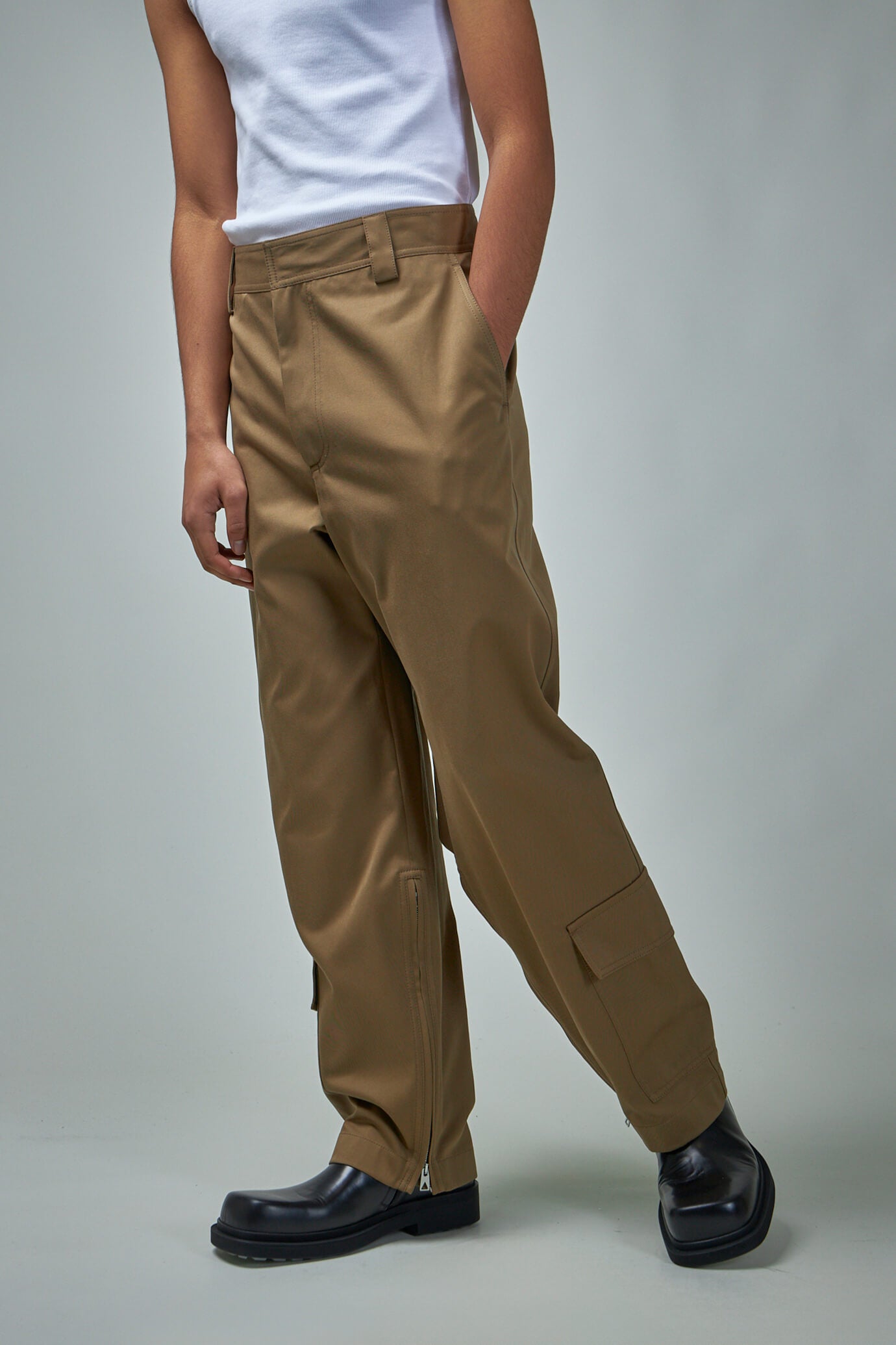 Cotton Gabardine Cargo Trousers