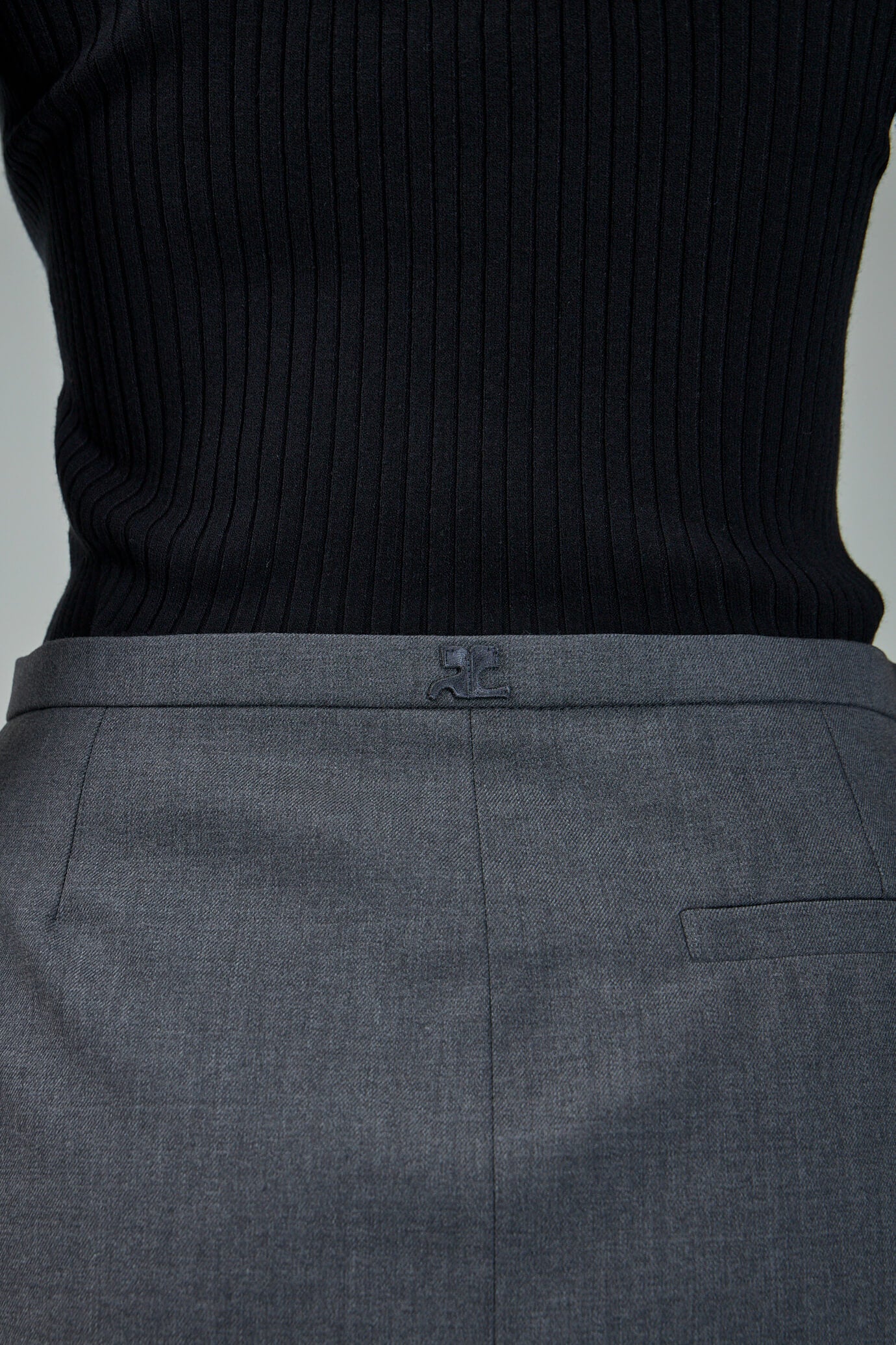 Double Slits Wool Mini Skirt