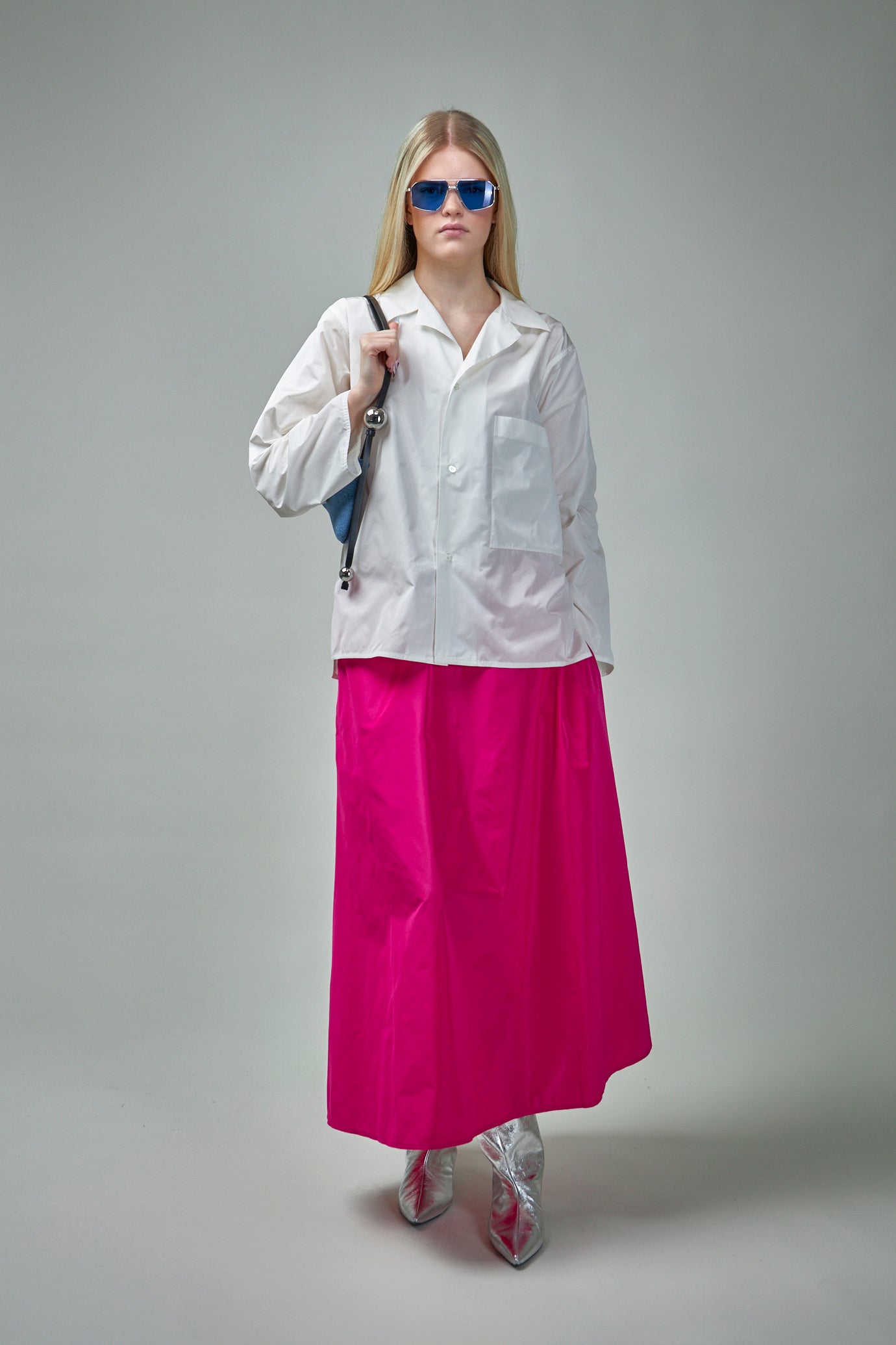 Wide Midi Skirt With Side Pockets Woven