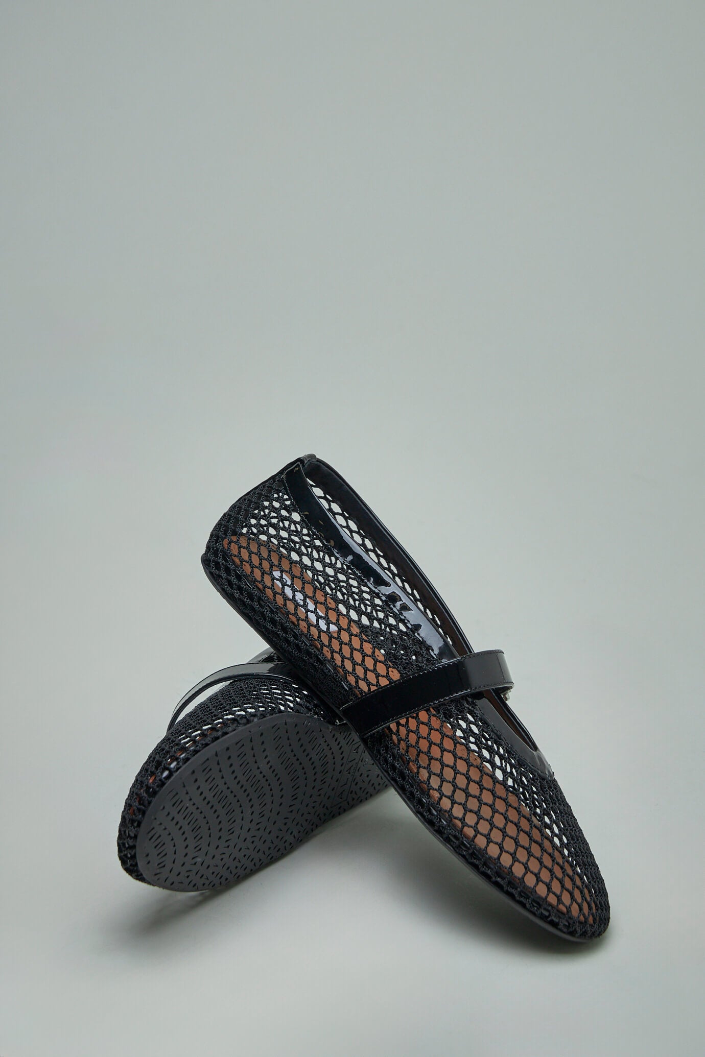 Ballerina Strap Fishnet Patent Calfskin