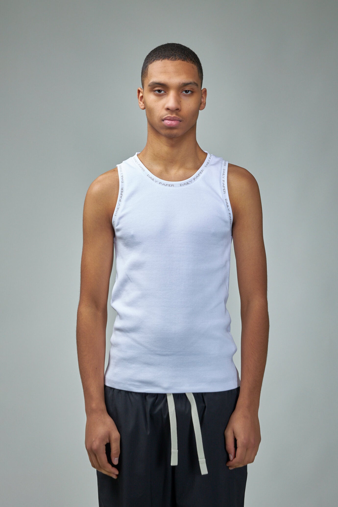 Men's white cotton tank-top - vest top Garçon Français