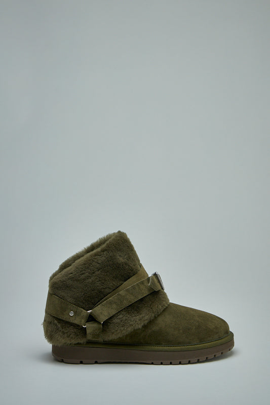 Chubby-Stiefel aus Wildleder und Lammfell