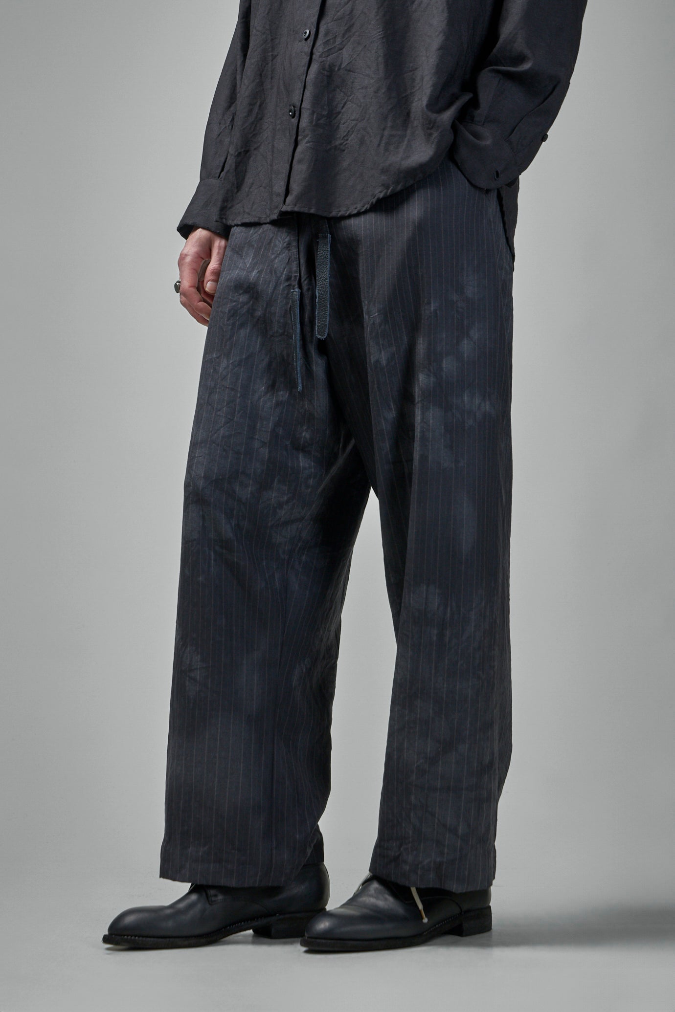 EV8P13 Handmade Relaxed-fit Straight Leg Tailored Elastic Waist Drawstring Trouser
