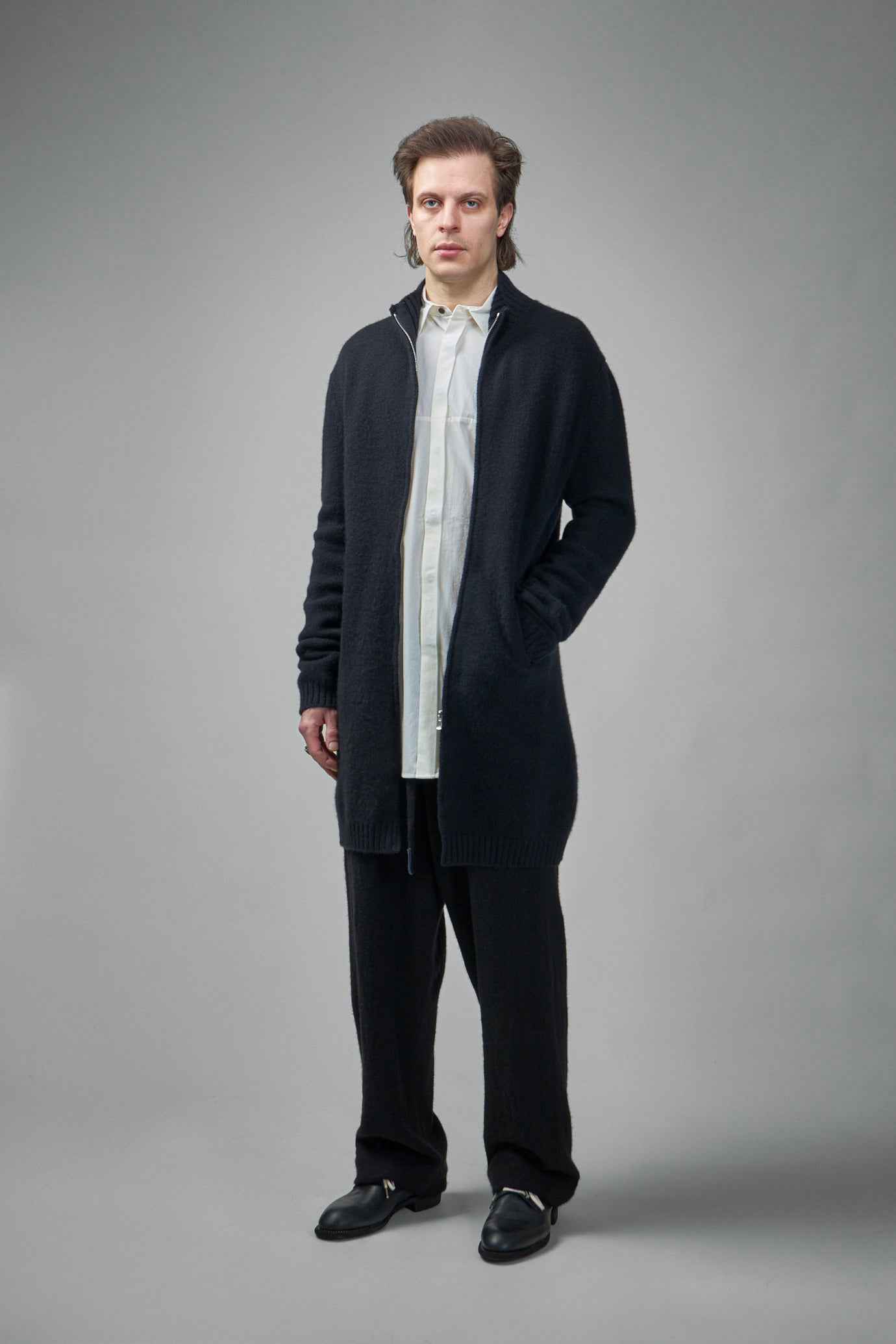 EV7WK01 Handmade Pure Cariaggi Yarn Cashmere Long Knit Cardigan