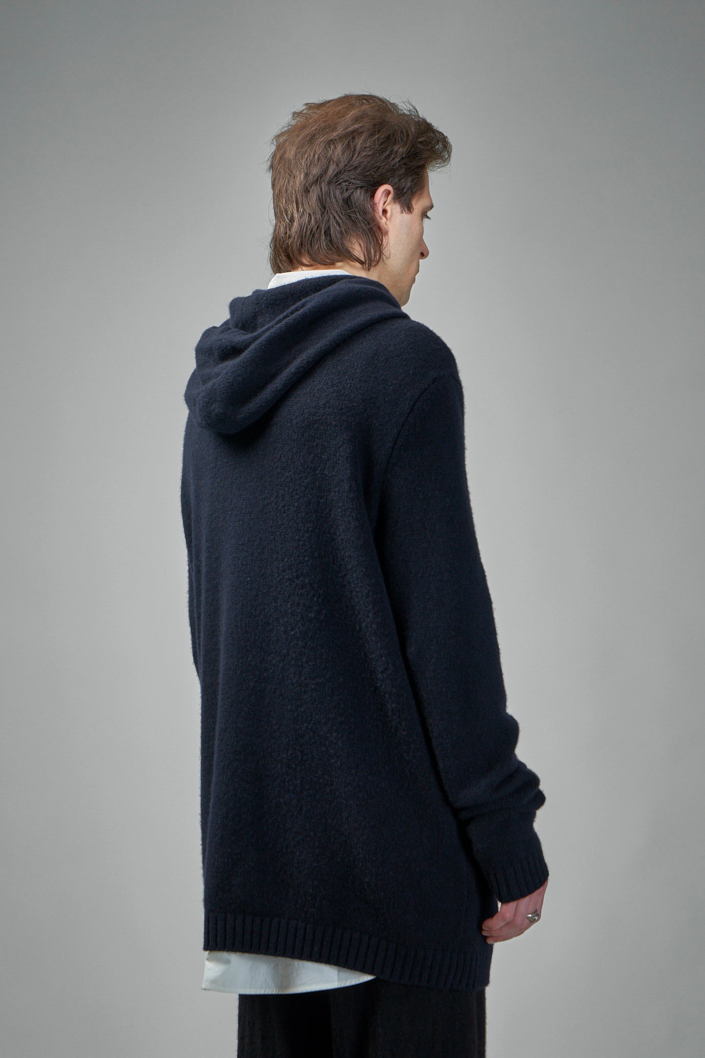 EV7WK02 Handmade Extended-Length Long Hooded Cardigan
