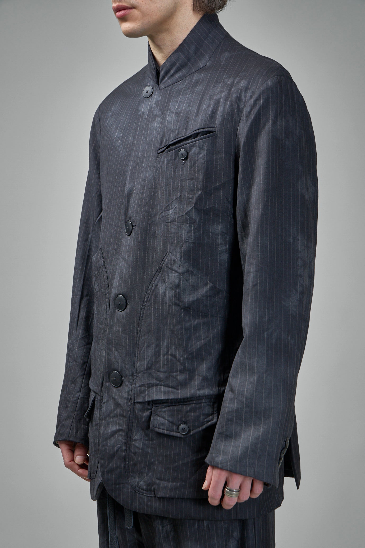 EV8J04 Handmade Single Breasted Coat Jacket With Patch Pockets