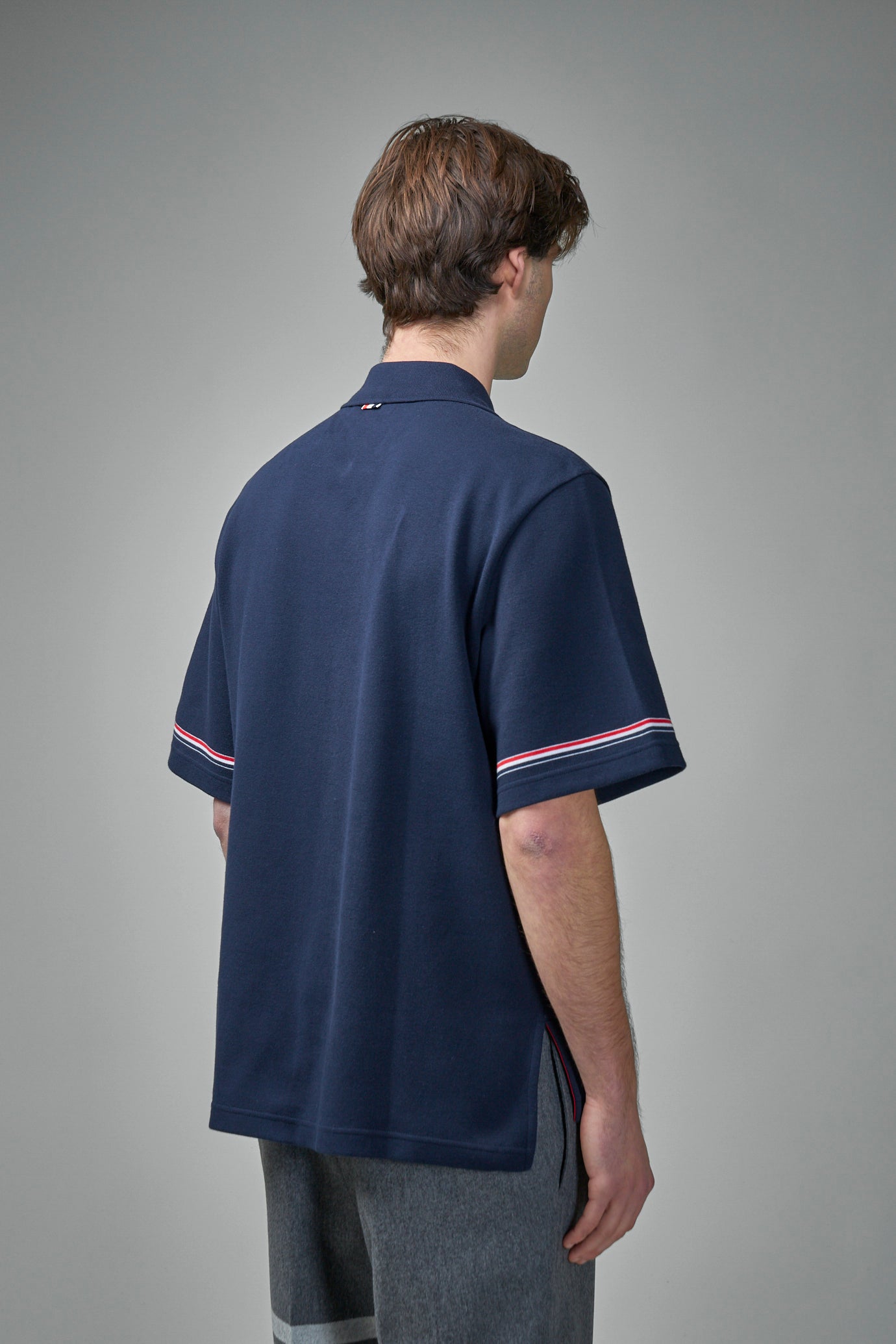 Kurzärmliges Poloshirt im Rugby-Schnitt aus Baumwoll-Interlock