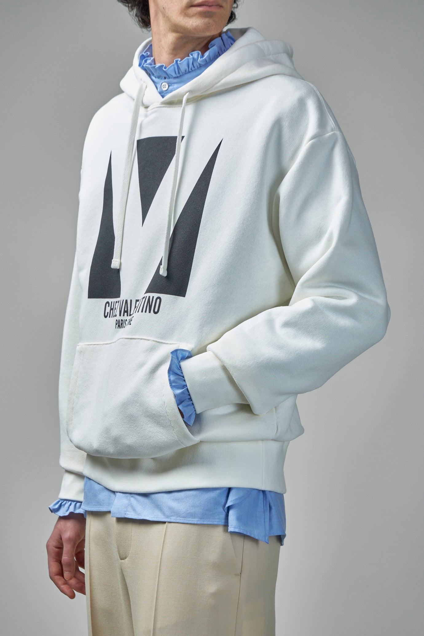 Cotton Hooded Sweatshirt with Chez Valentino Print