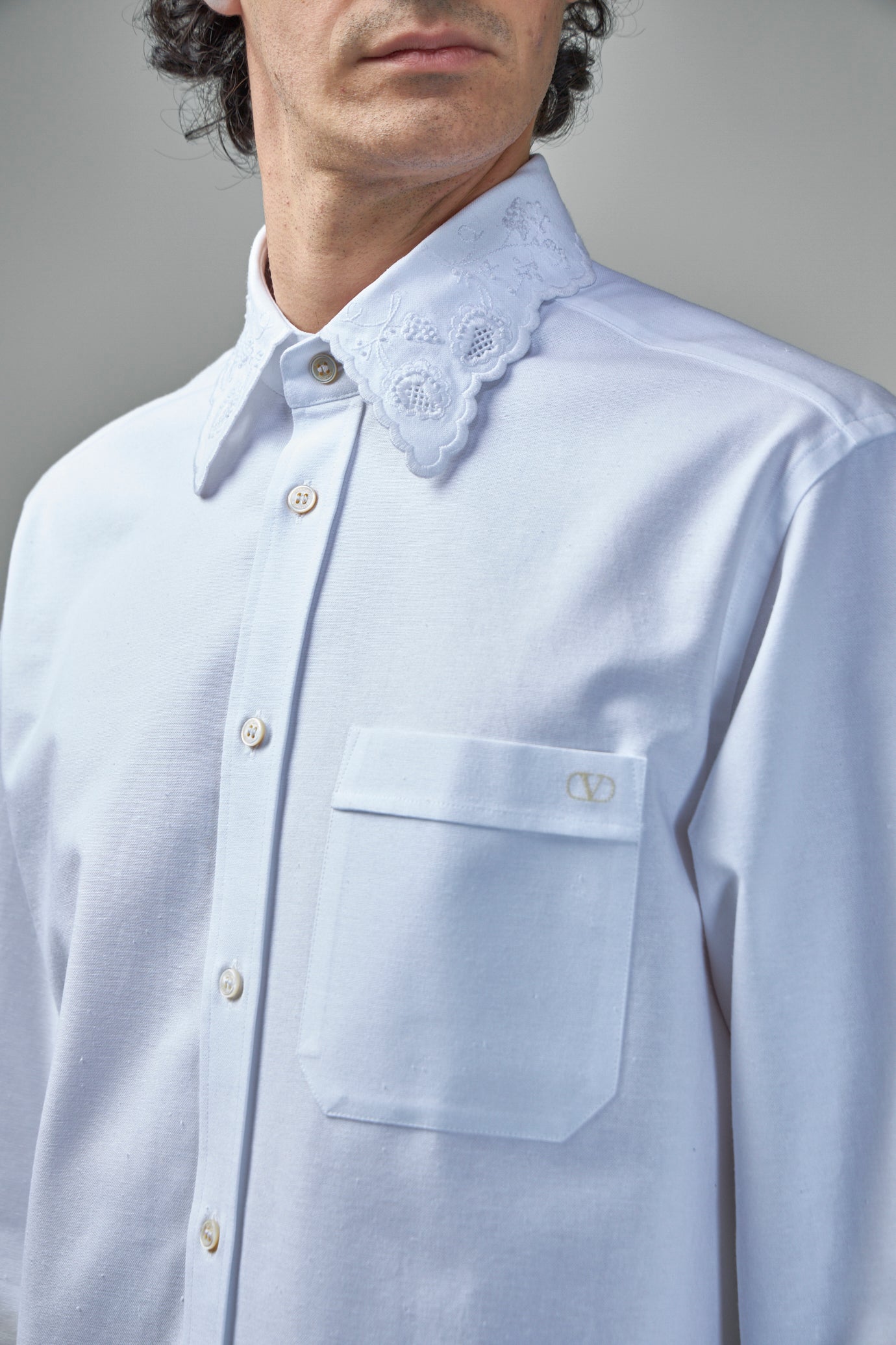 Oxford Shirt with Camicia Maniche Lunghe Embroideries
