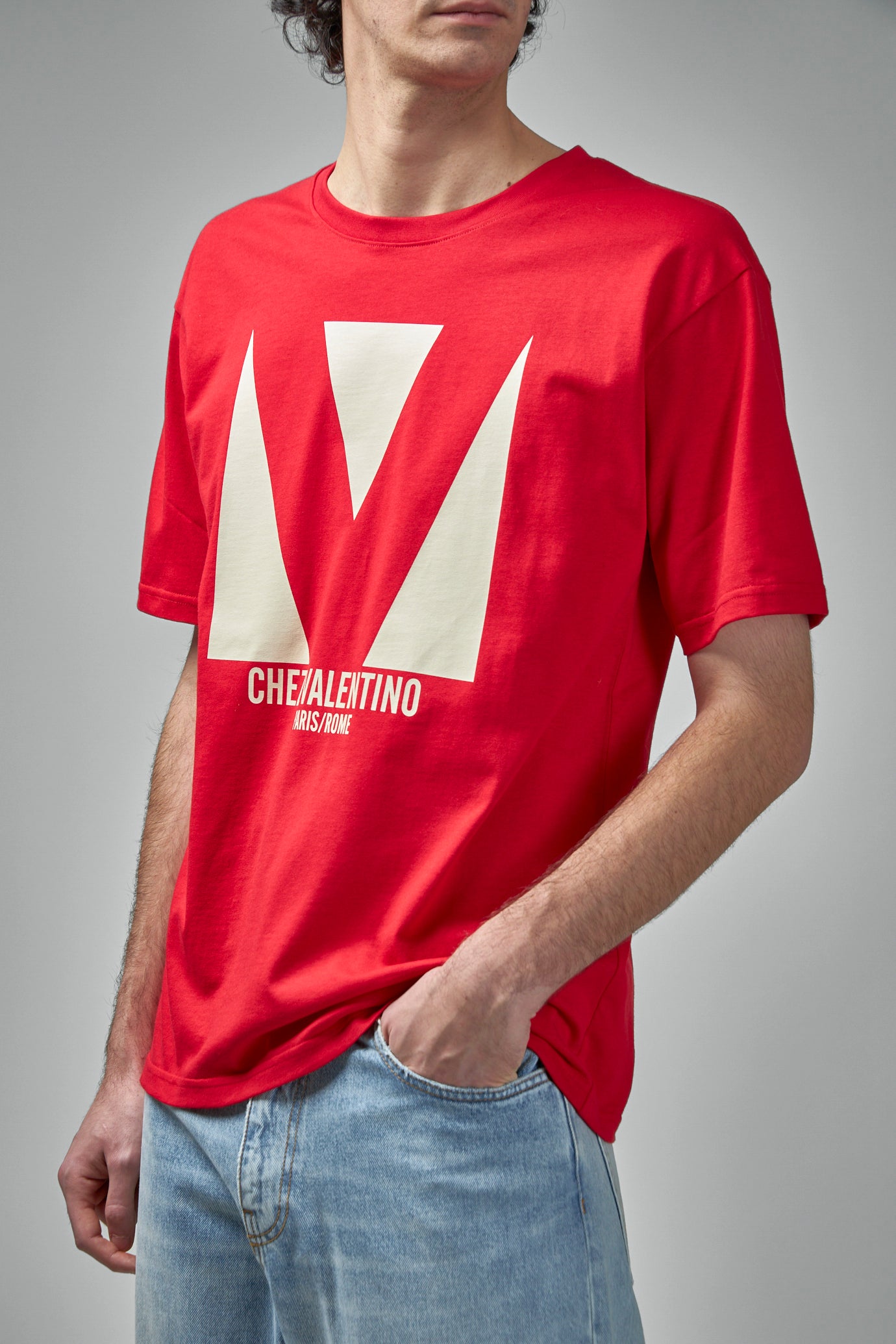Cotton T-Shirt with Chez Valentino Print