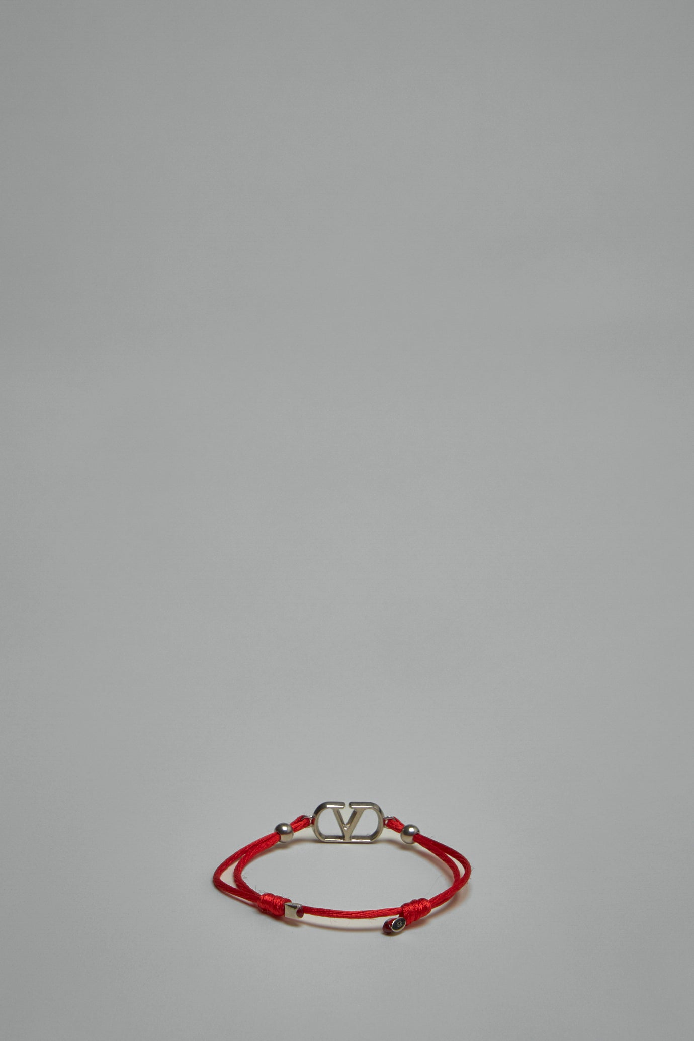 V-Logo Signature Cotton Bracelet red, silver