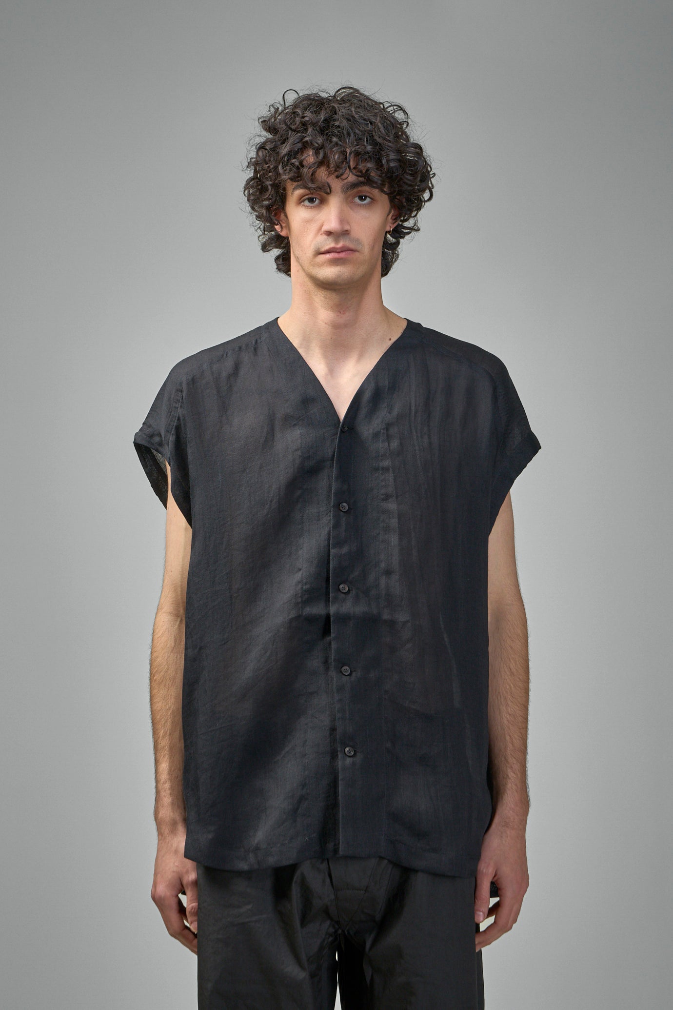 SHIRT#104 Sleeveless V-Neck Shirt Fine Cavalry Twill