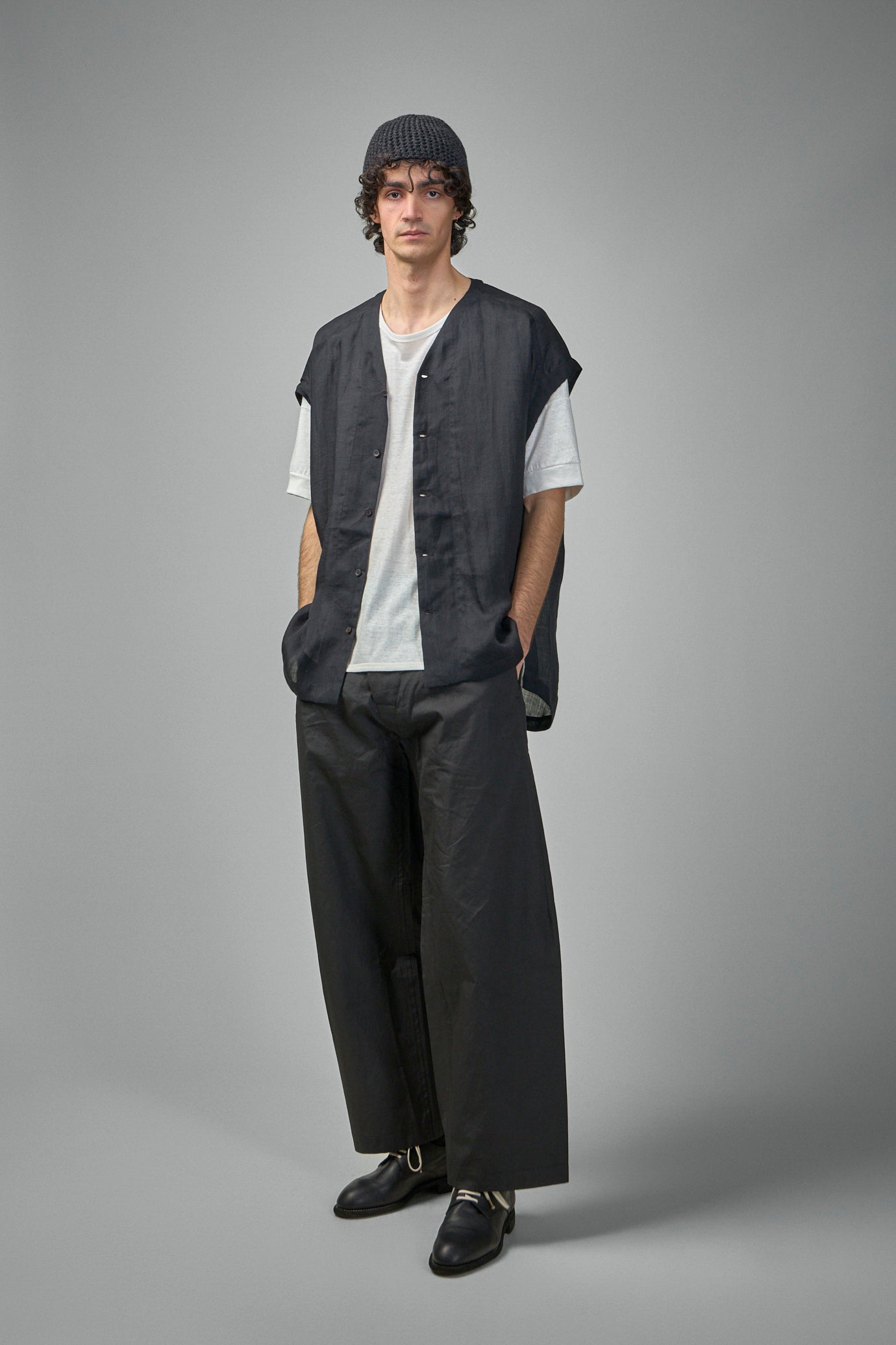 SHIRT#104 Sleeveless V-Neck Shirt Fine Cavalry Twill