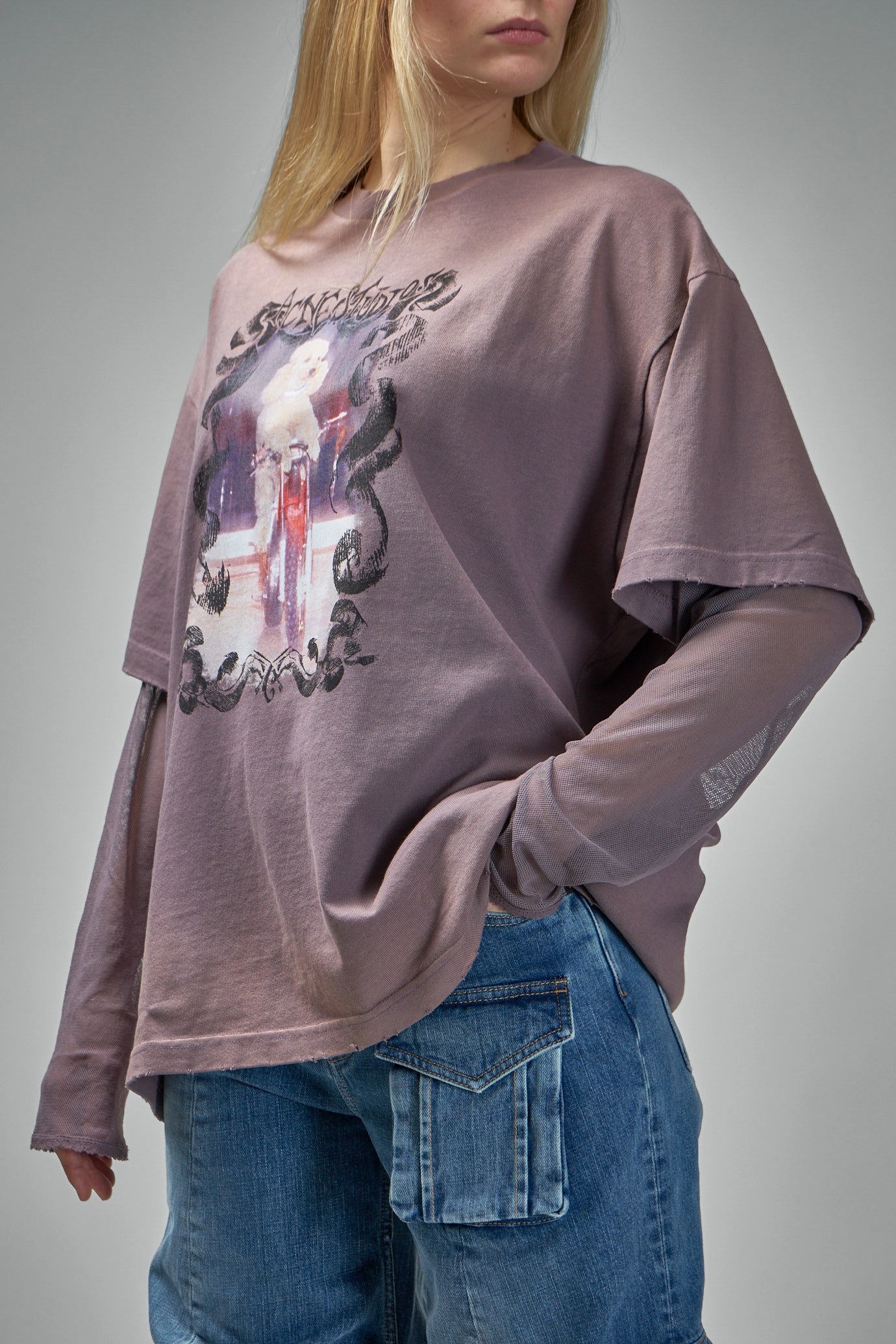T-Shirt mit mehrlagigem Print