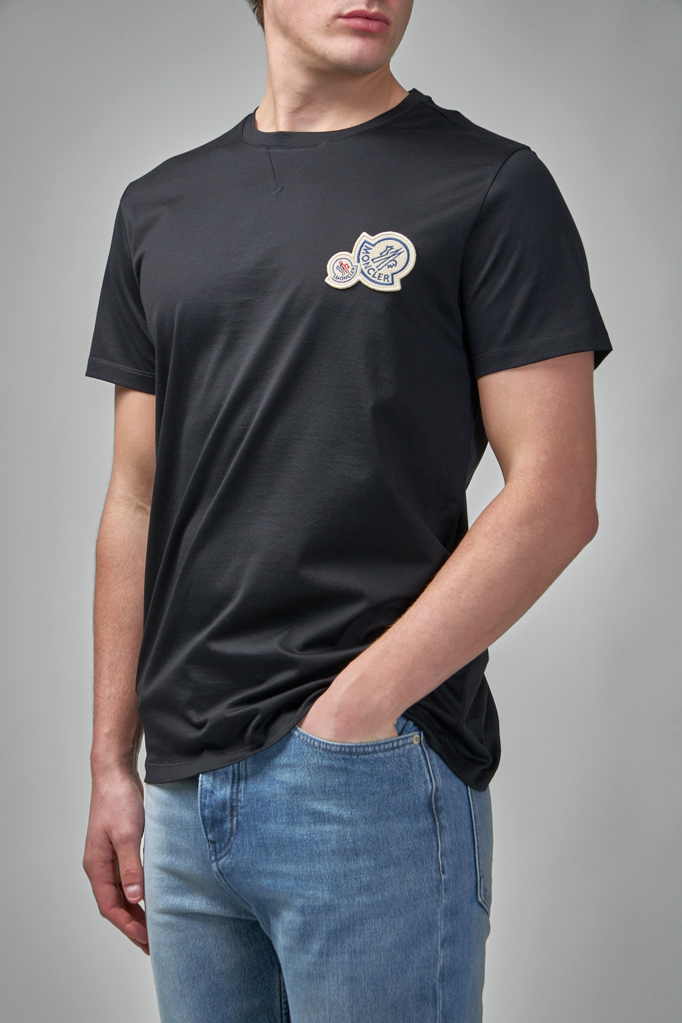 Double Logo Patch Cotton T-Shirt