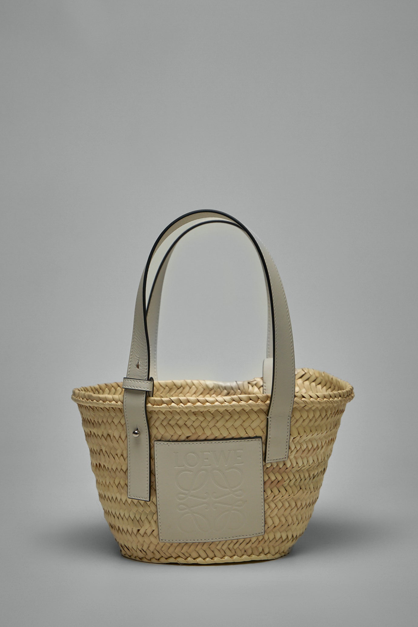 Basket Bag in Palm Leaf and Calfskin