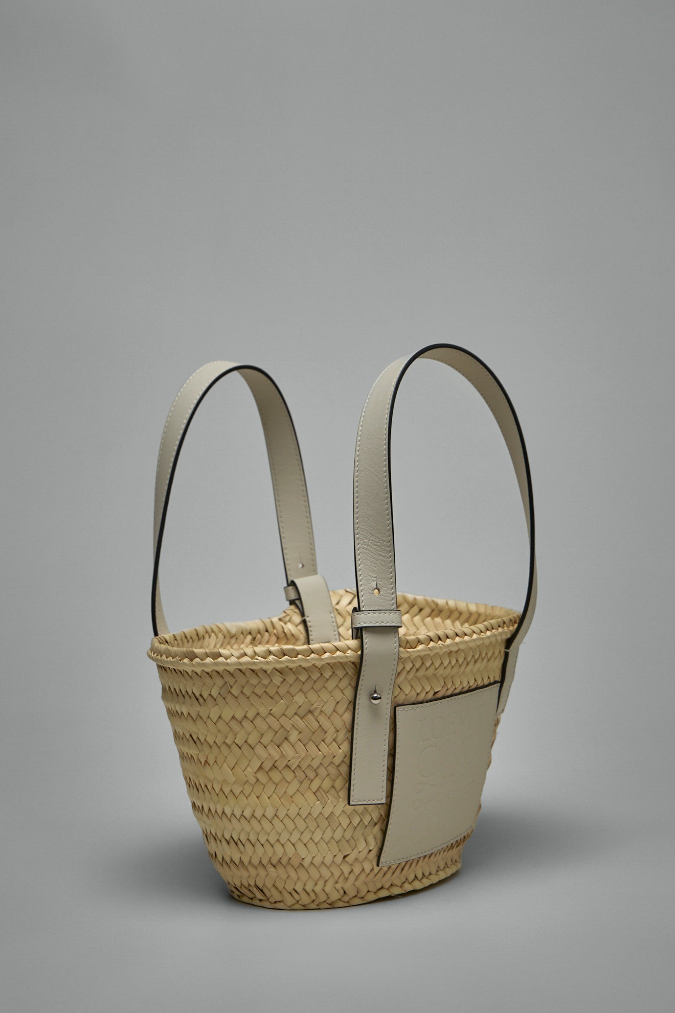 Basket Bag in Palm Leaf and Calfskin