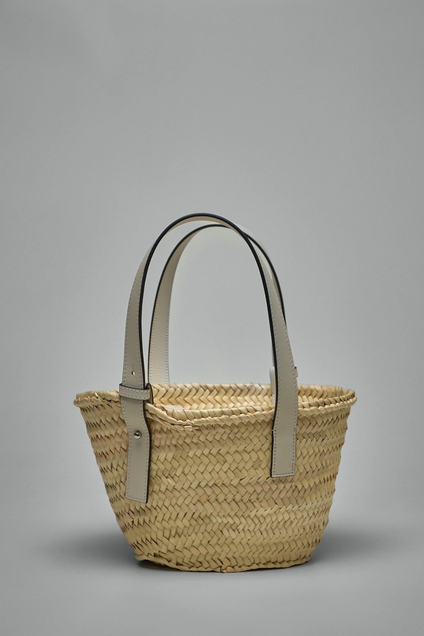 Basket Bag in Palm Leaf and Calfskin