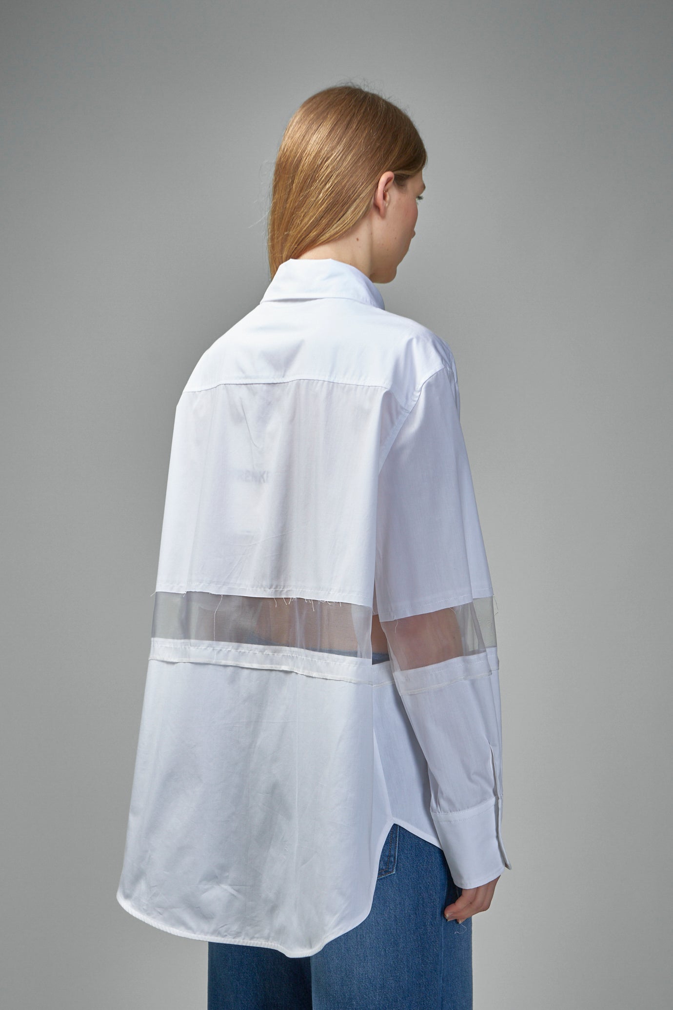 252108-100 Street Popeline Organza Oversized Hemd weiß