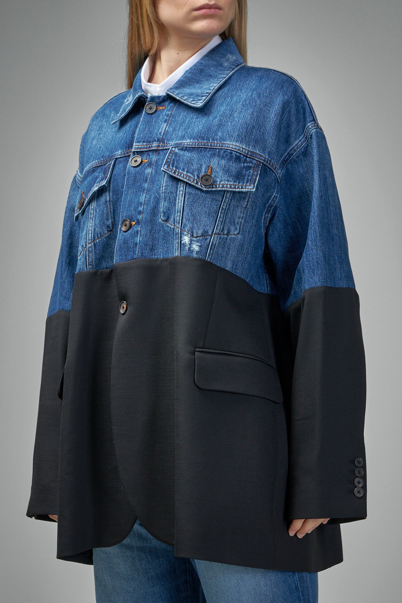 252802-635 Jeansblazer in Scheiben Blauer Denim 635