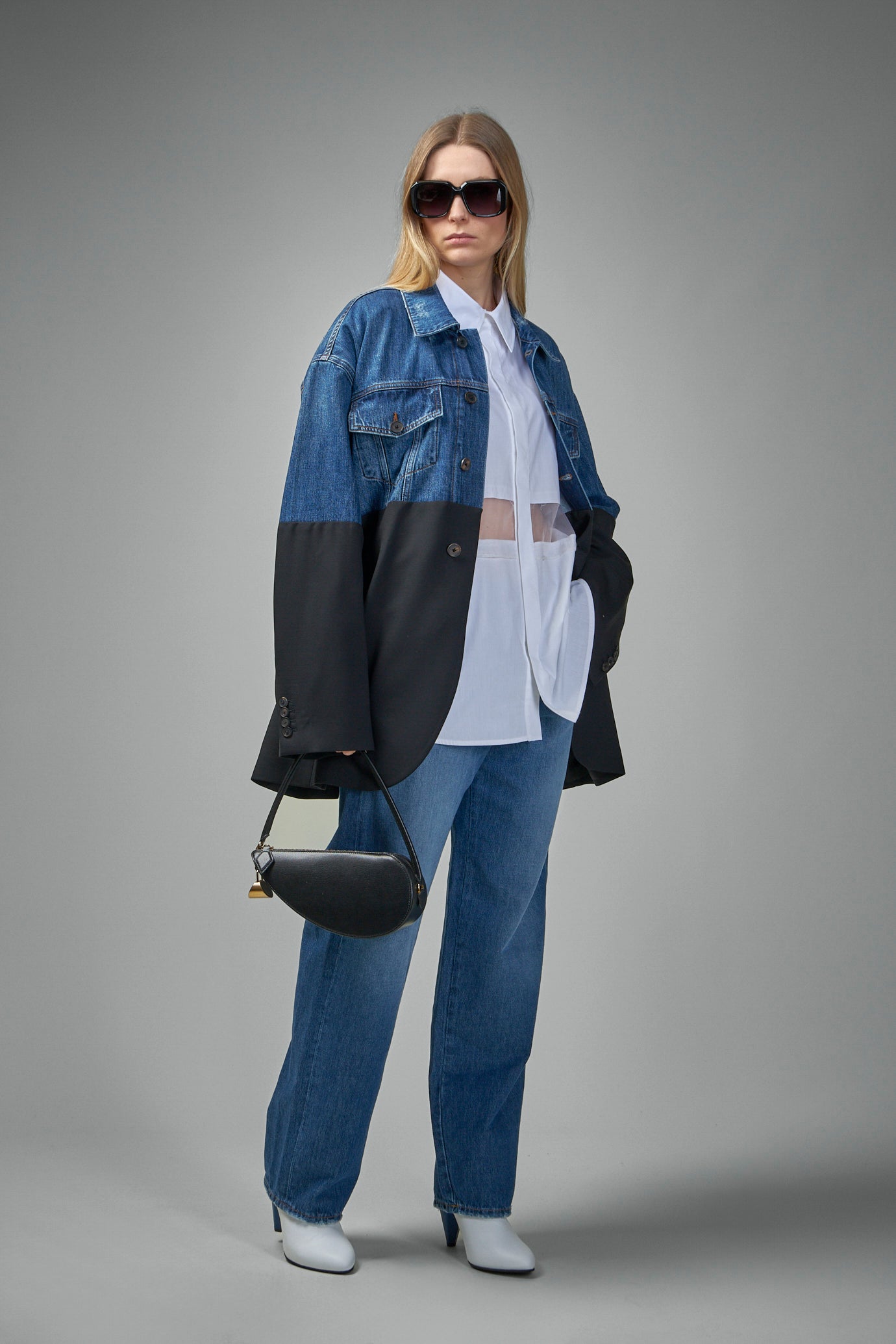 252802-635 Jeansblazer in Scheiben Blauer Denim 635
