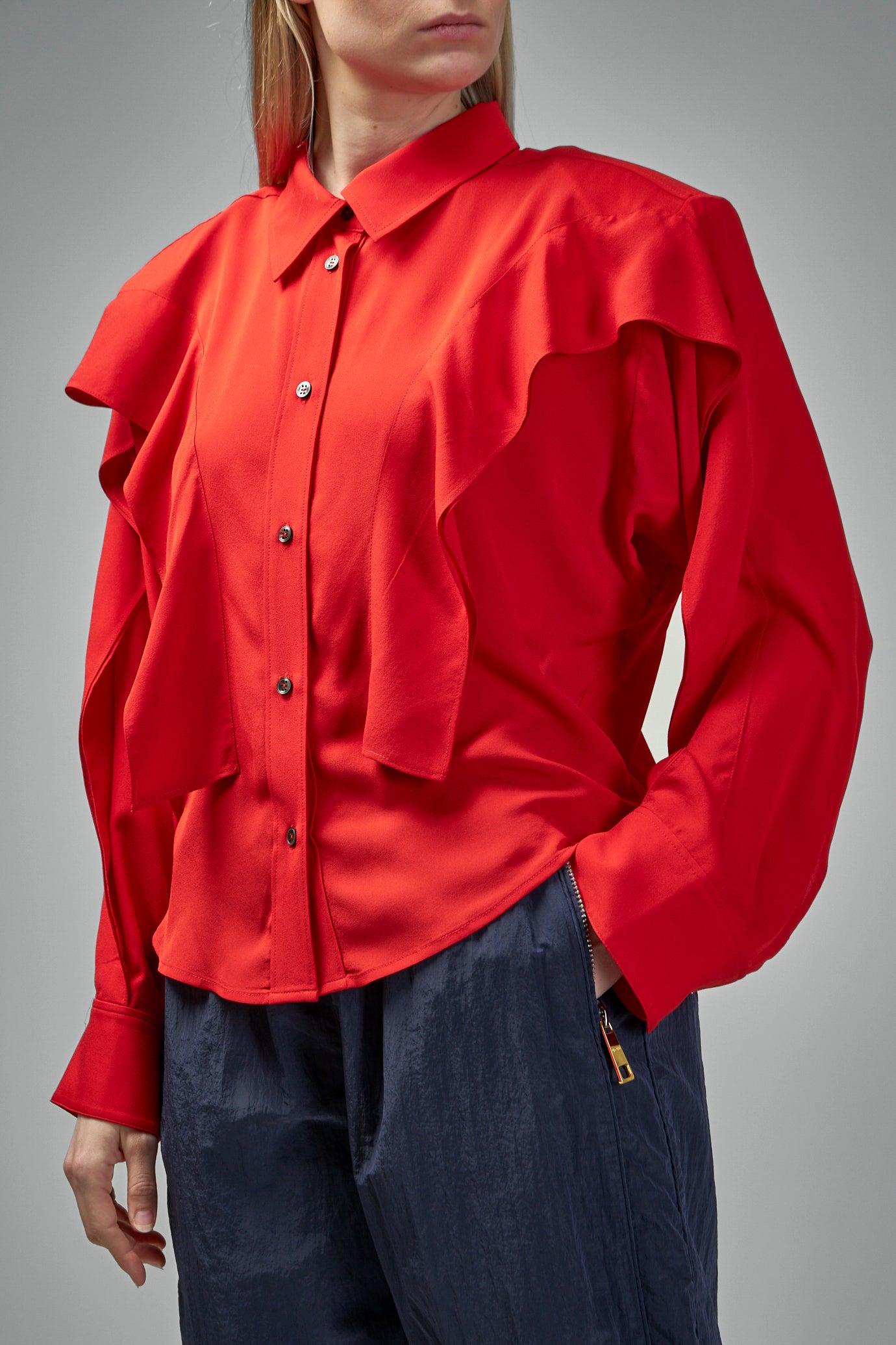 252100-411 Banner Crêpe Georgette Seidenhemd rot 411
