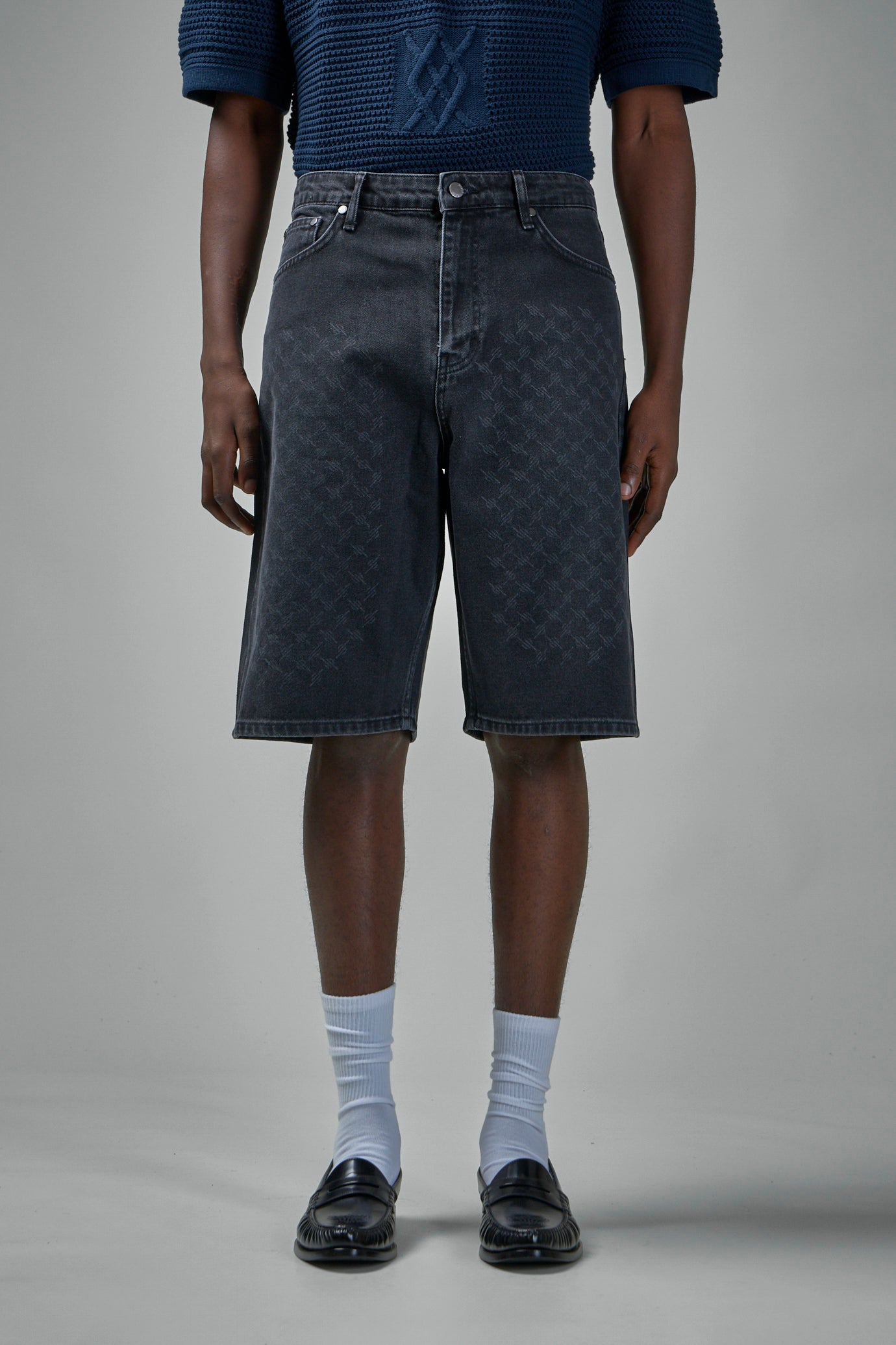 Laser Monogram Denim Shorts