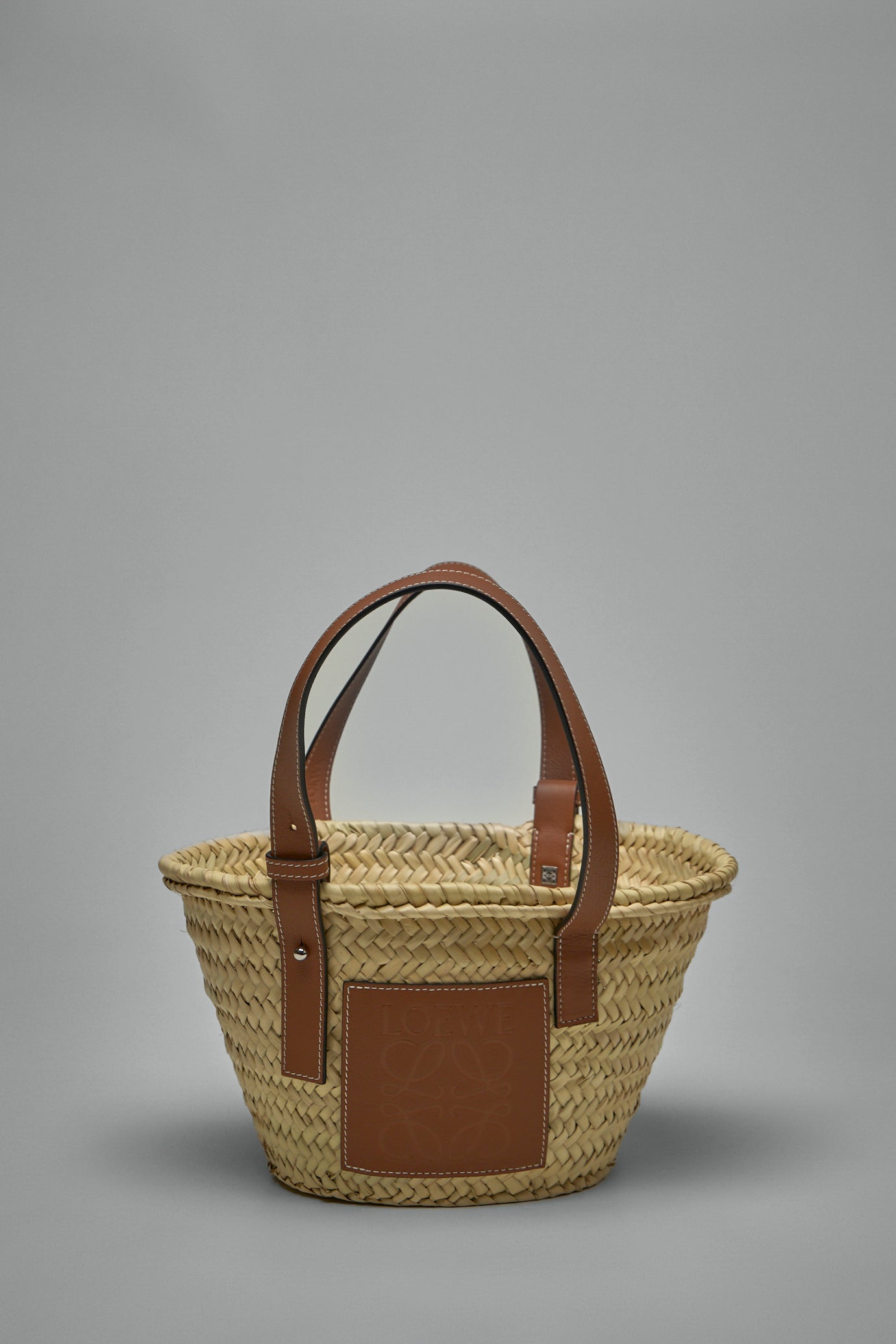 Basket Bag in Palm Leaf and Calfskin