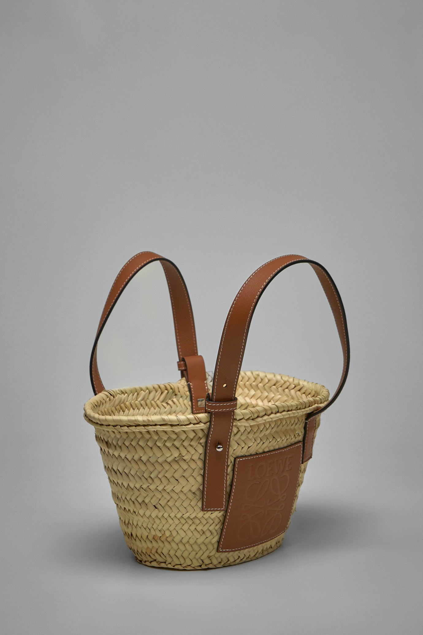 Basket Bag in Palm Leaf and Calfskin