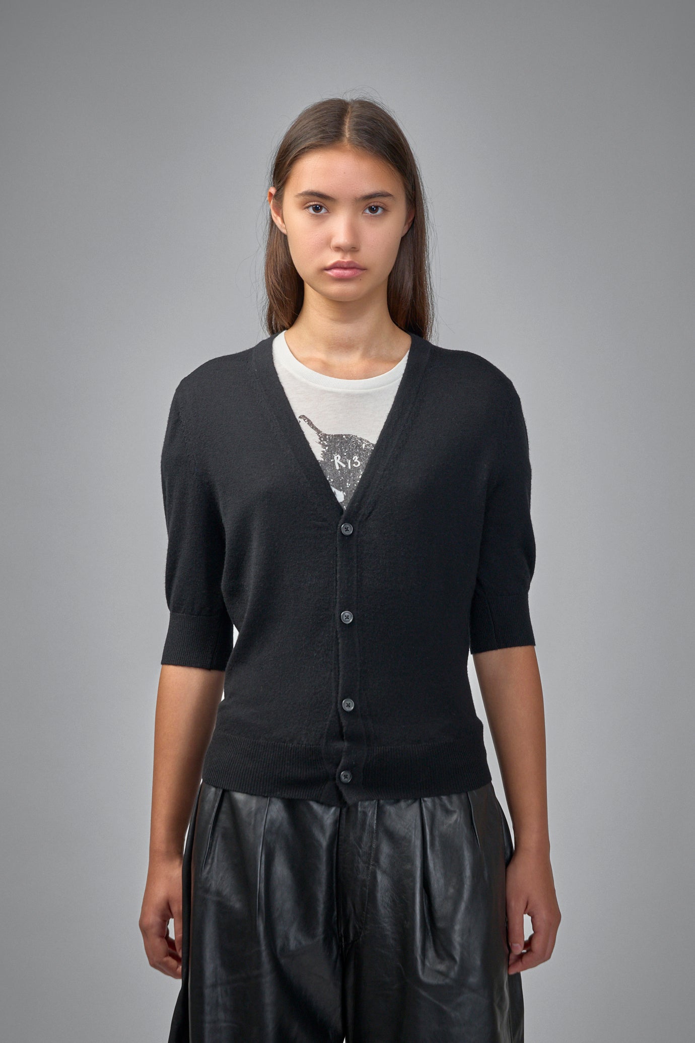Elbow Sleeve Split Hem Cardigan