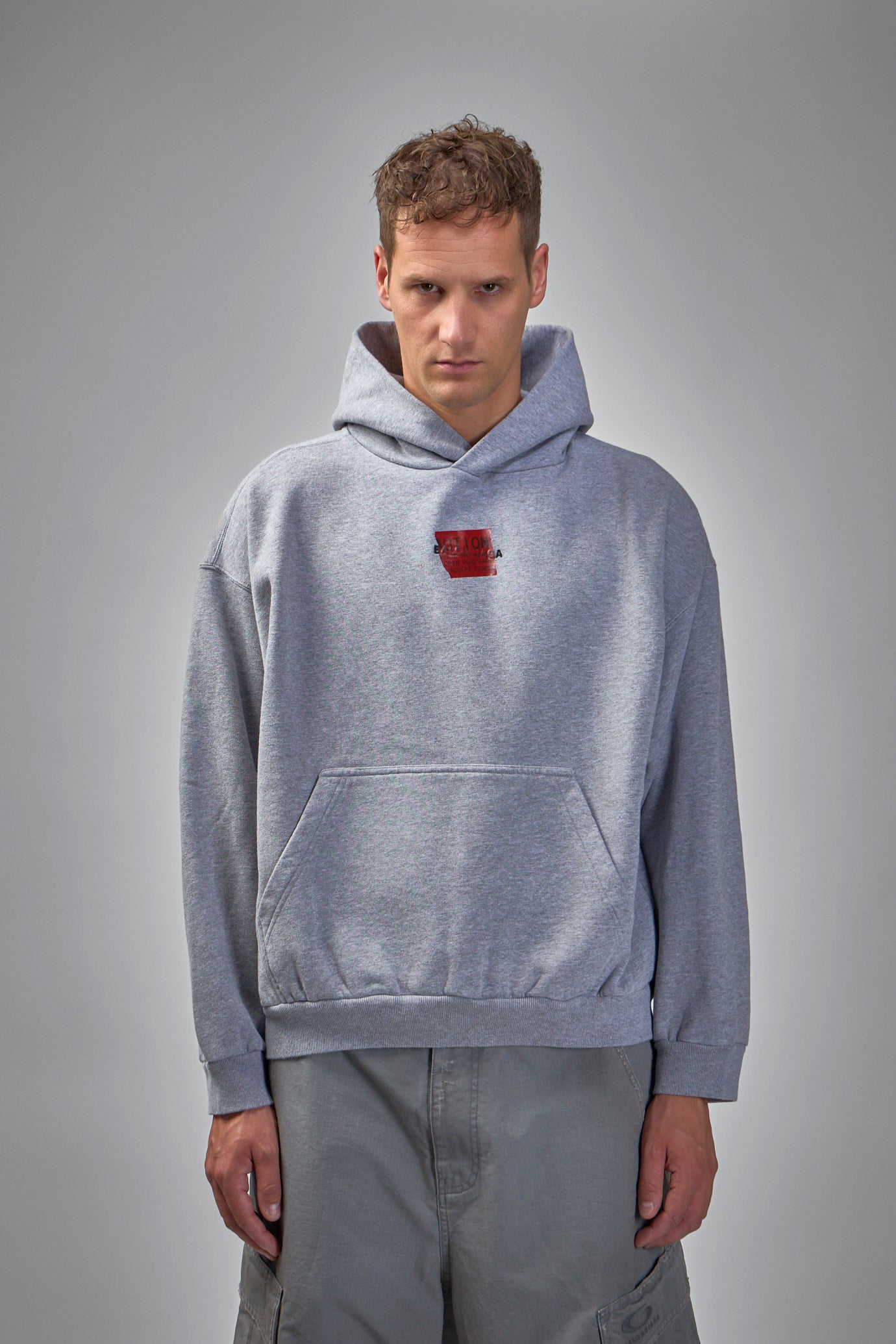 Tape Type Ripped Pocket Hoodie