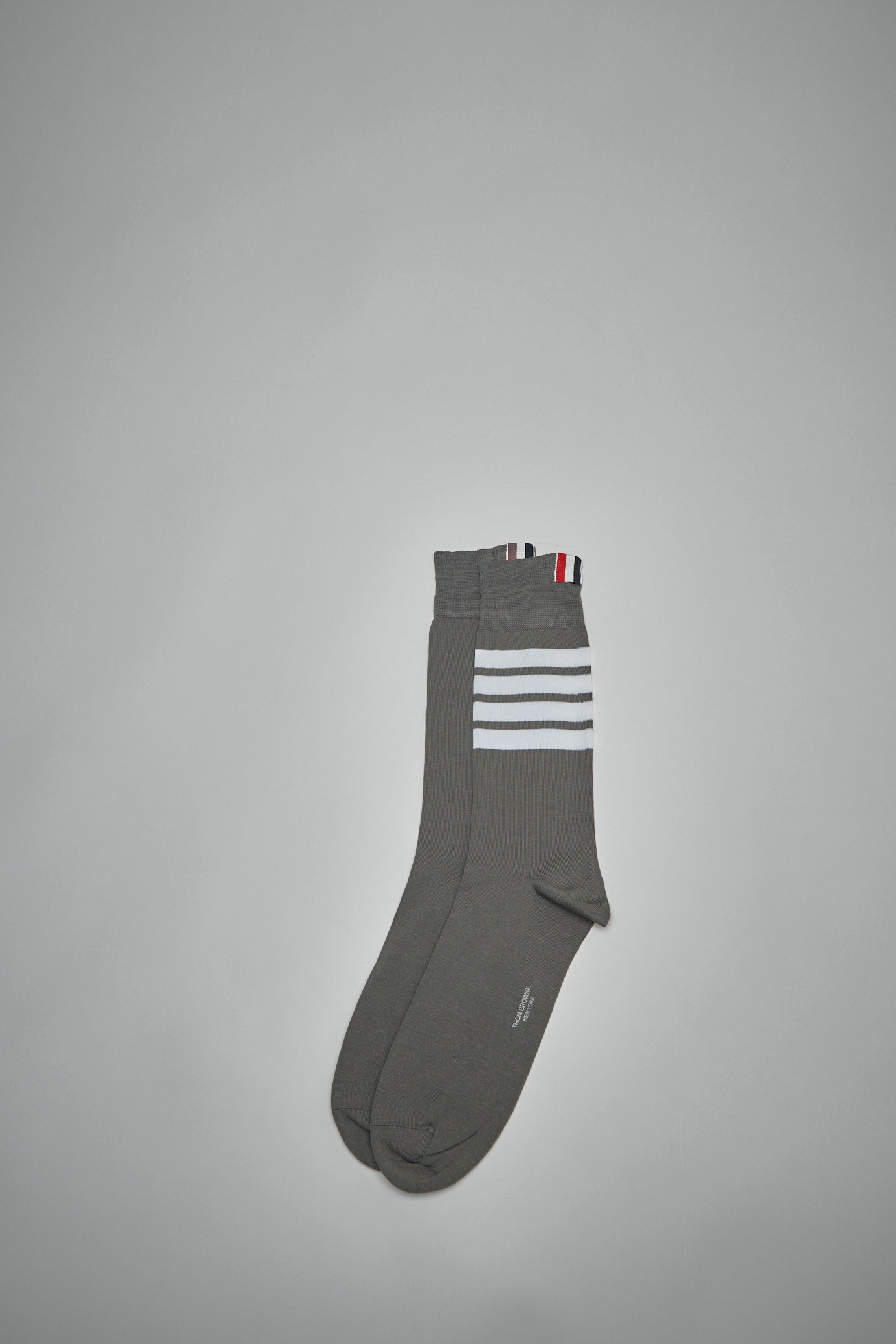 Mid Calf Socks W/ 4Bar In Lightweight Cotton