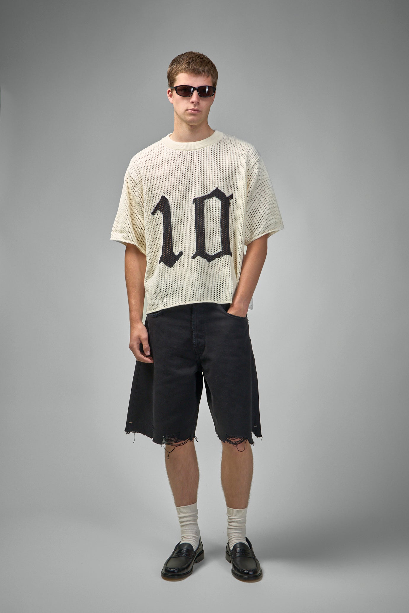 Cropped Knit Mesh OE Jersey