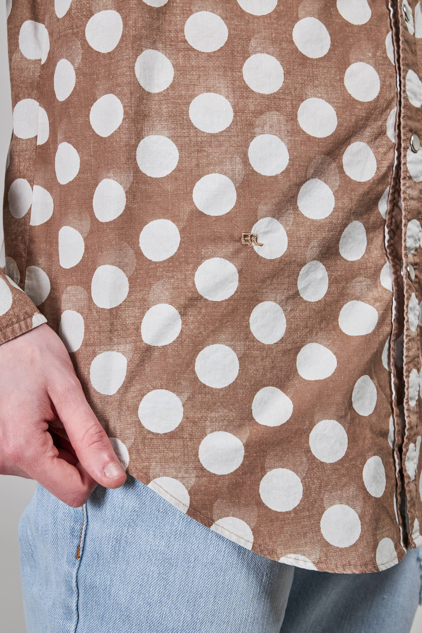Printed Light Shirt Woven , brown polka dot