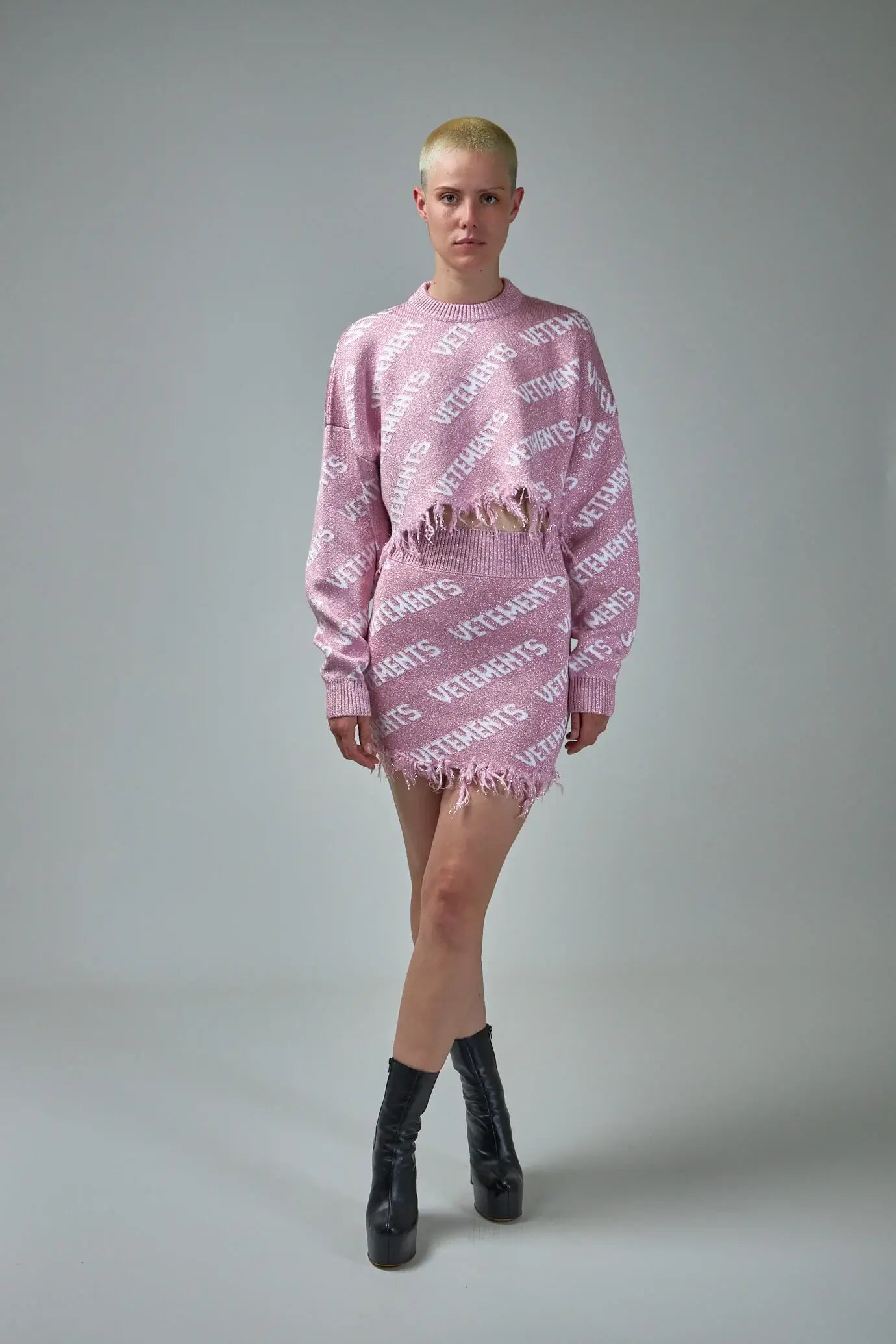 Lurex Monogram Mini Skirt
