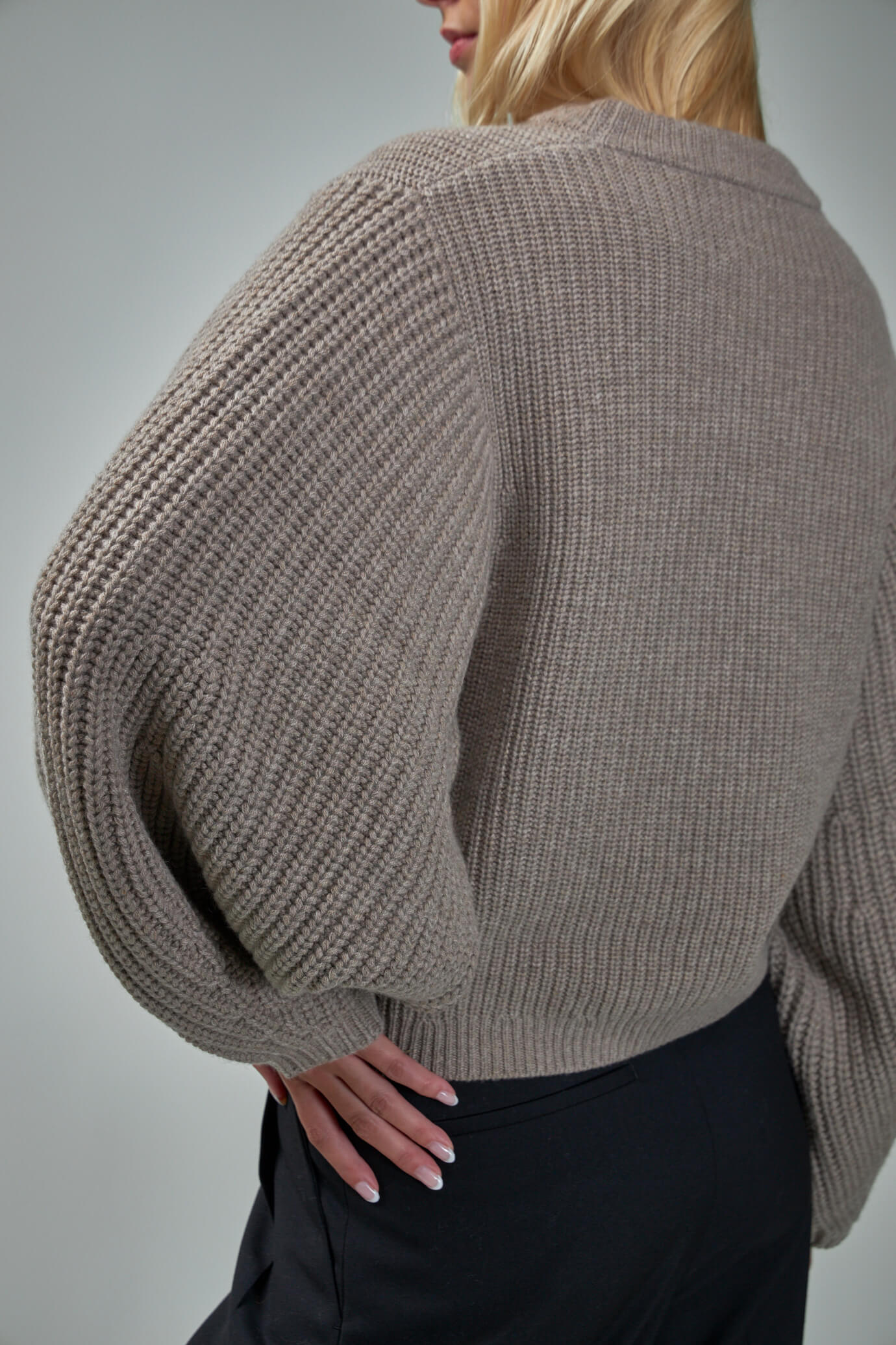 Cashmere Balloon Sleeve Crew Neck