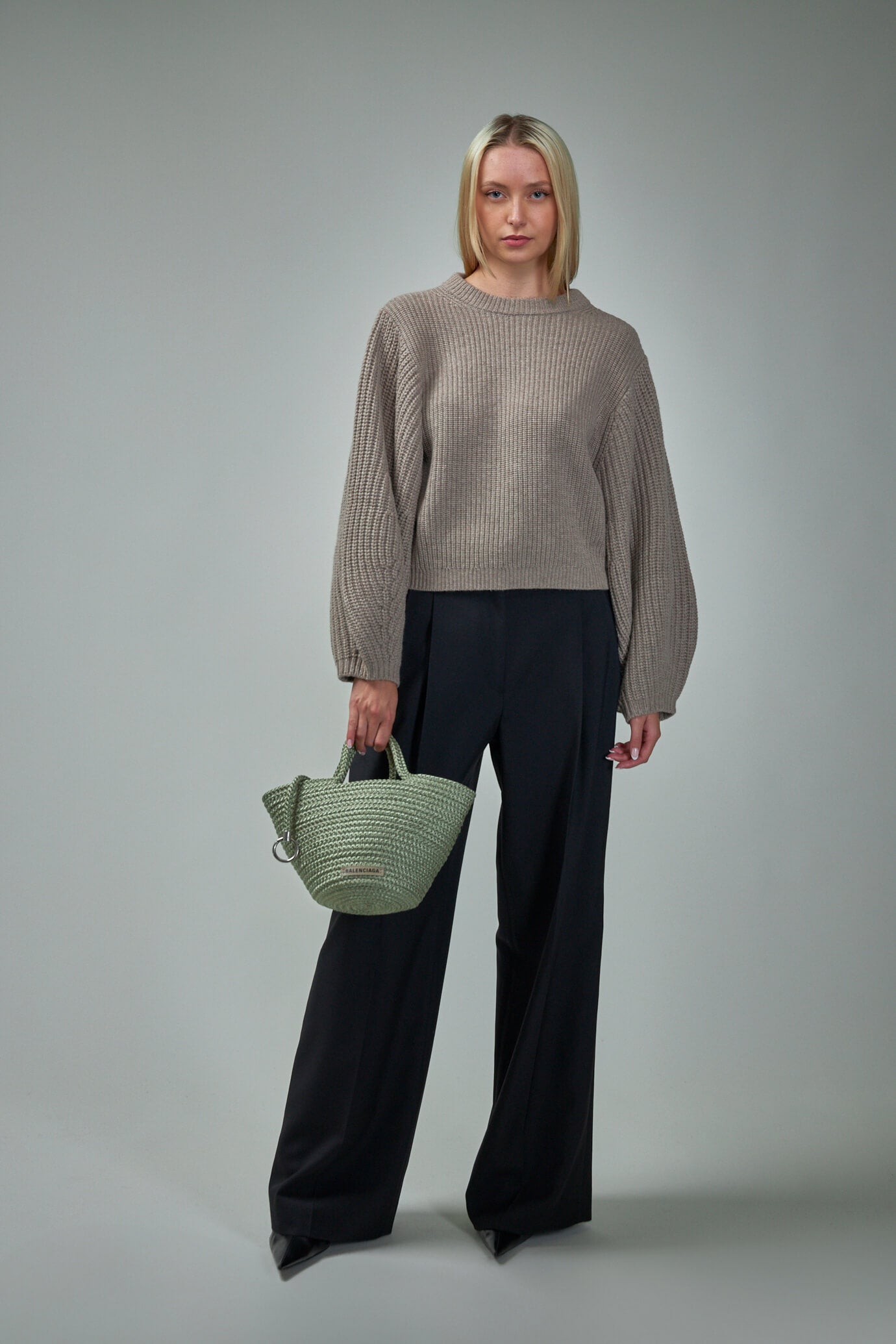 Cashmere Balloon Sleeve Crew Neck