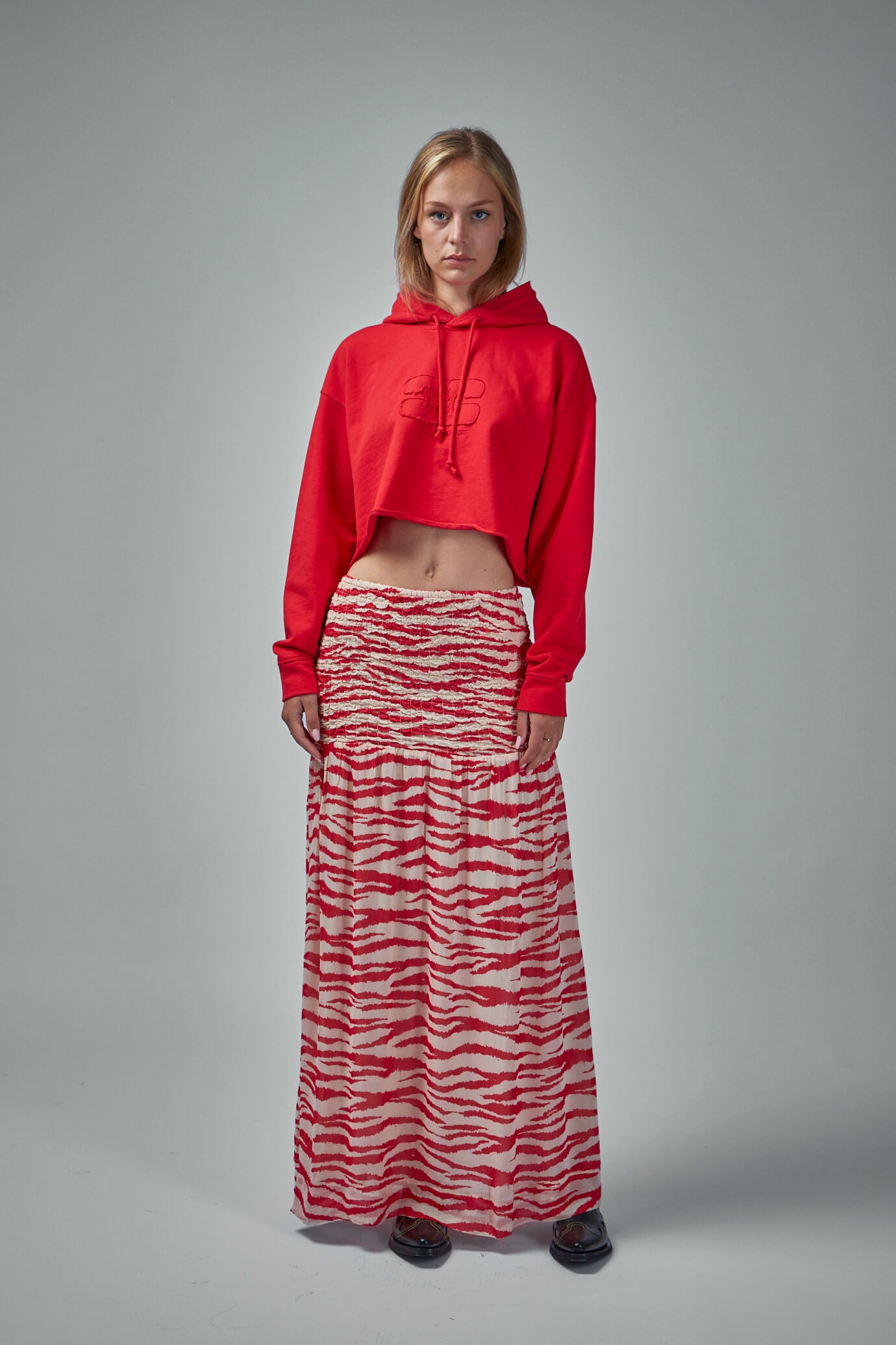 Printed Light Georgette Maxi Smock Skirt