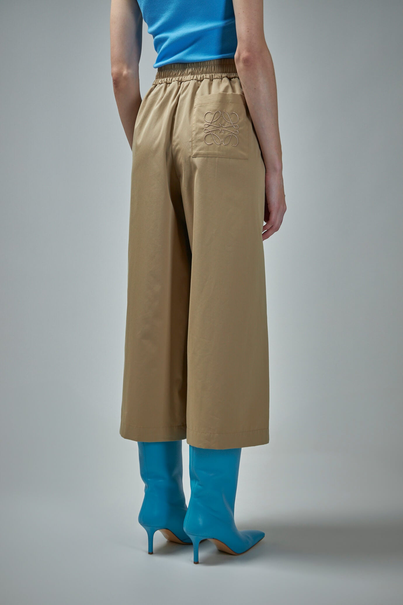 Cropped Trousers Cotton Silk