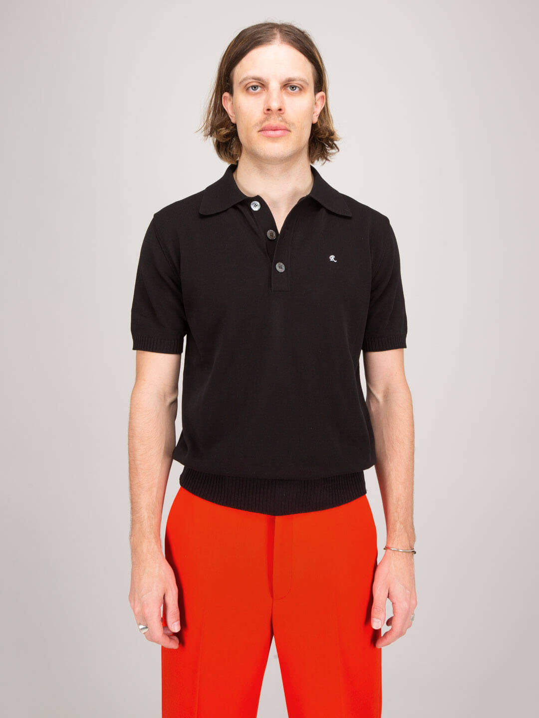 Raf Simons Fine Knitted Short Sleeved Cotton Polo black – LABELS