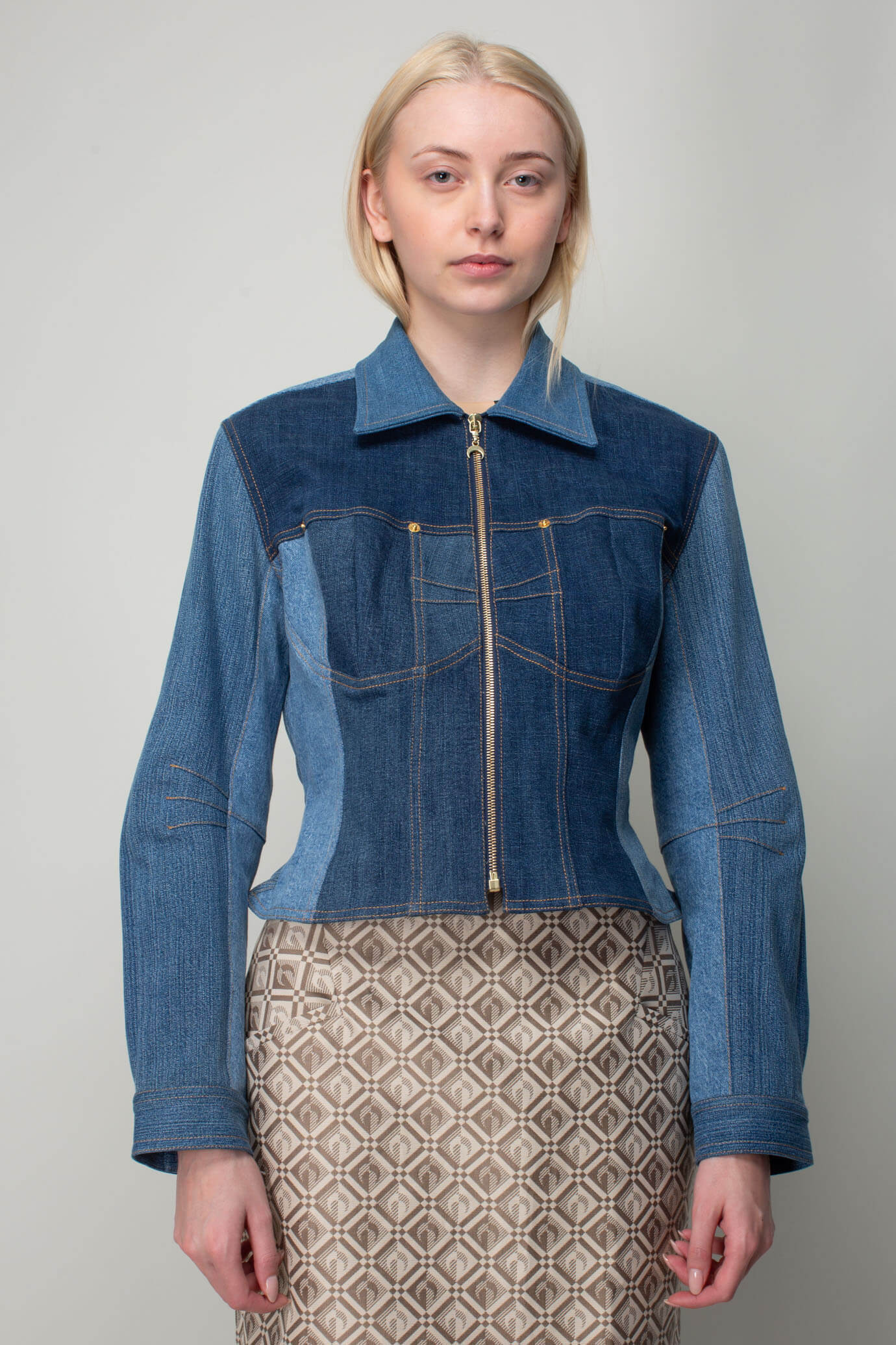 Blue Unique Patchwork Denim Dress Hoodie Handmade Ruffles -  Hong Kong