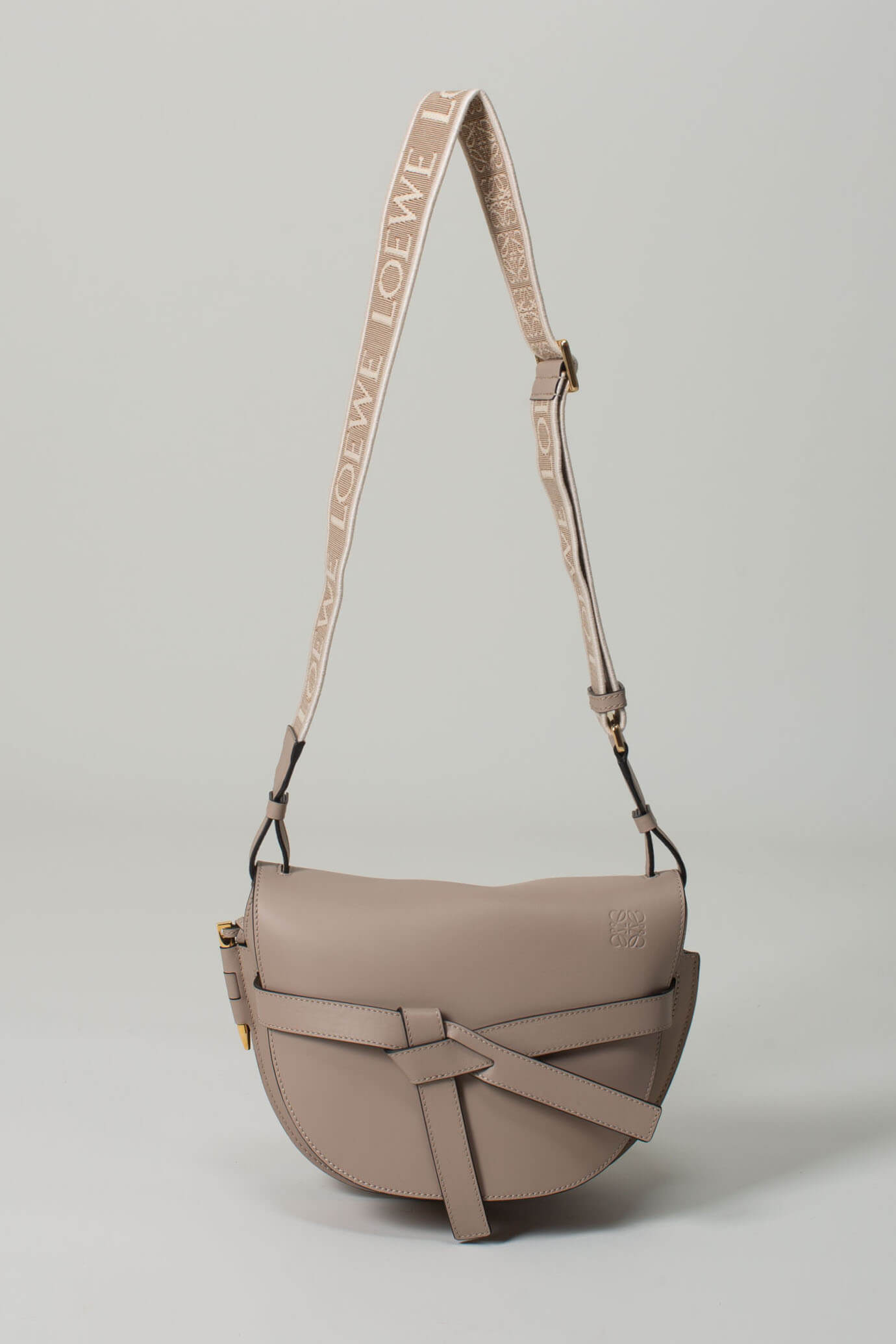 Small Gate bag in soft calfskin and jacquard Sand - LOEWE